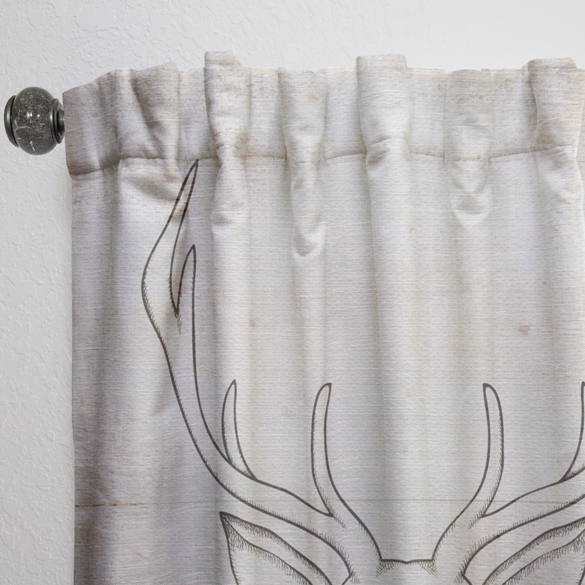 DesignQ Thermal Insulated Blackout Curtains - Deer Wild & Beautiful V Pattern - 52x84 Inch Single Panel for Bedroom & Living Room - Perfect for Privacy, Light Control & Energy Efficiency