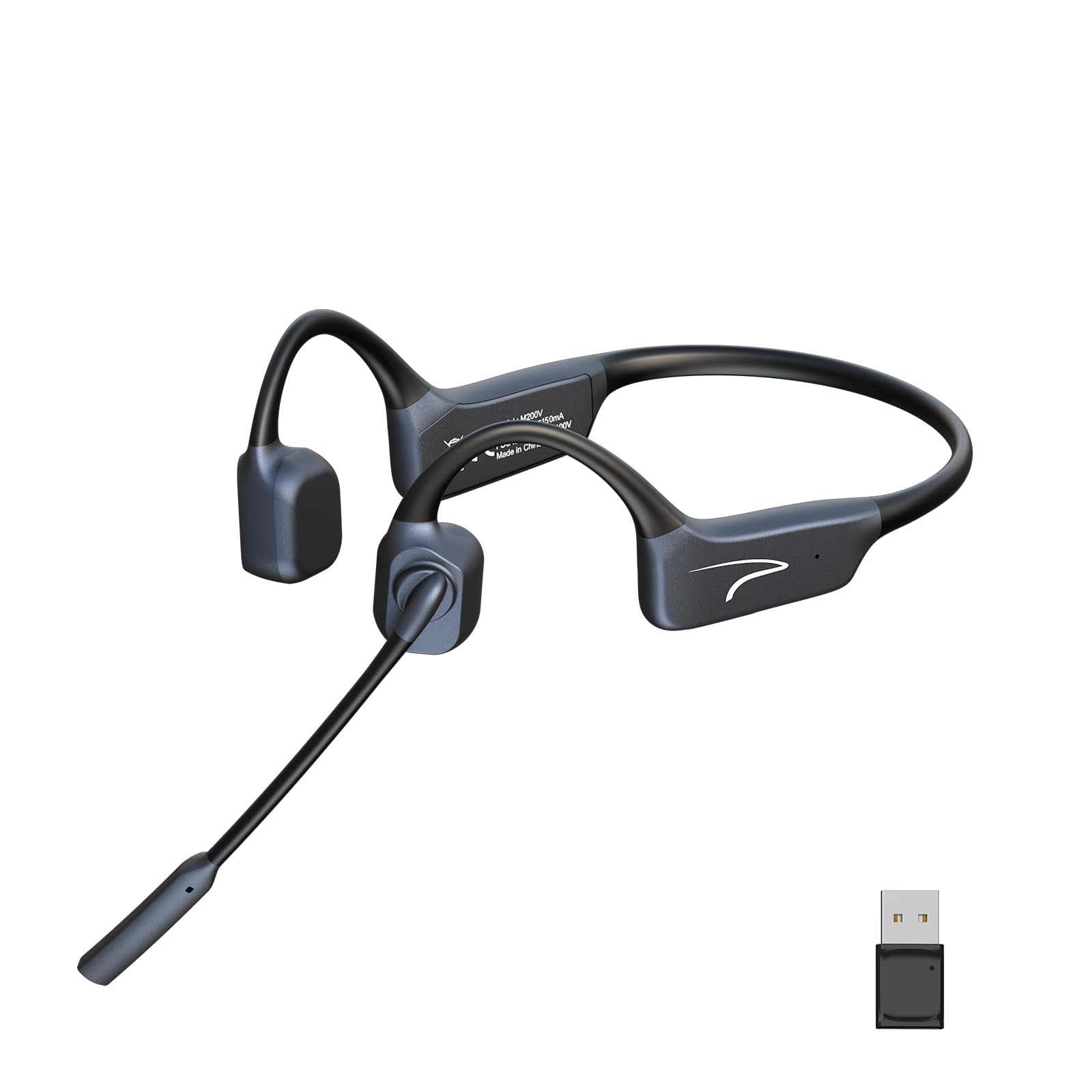 MAIRDI Open-Ear Bone Conduction Headphones with Mic Boom - 5.2 Bluetooth Wireless Headset with AI Noise Canceling Microphone for Office, Driving, Running, Cycling & Sports | Comfortable for All-Day Use During Workouts, Commuting & Outdoor Activities