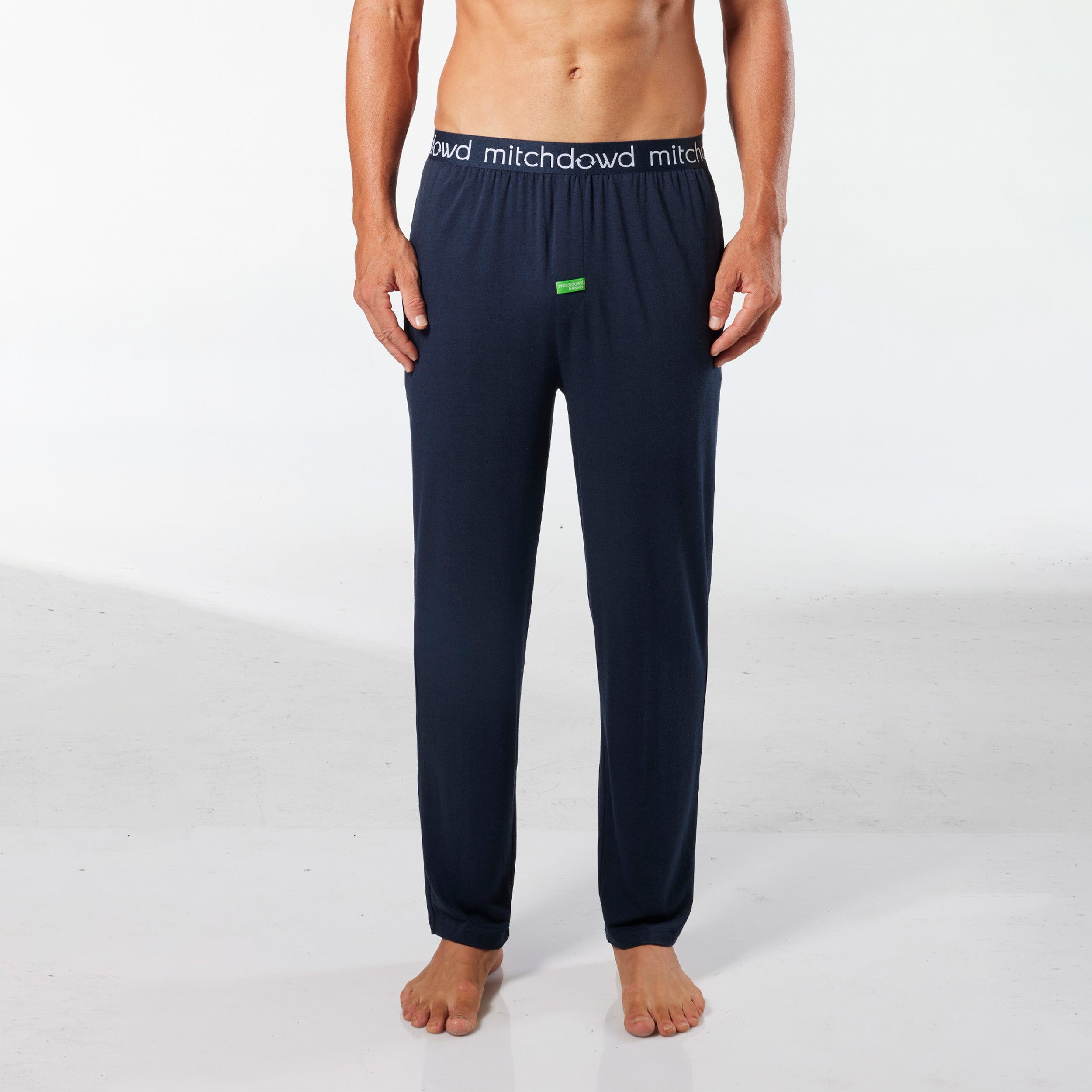 Men's Soft Bamboo Knit Sleep Pants - Navy Blue Comfortable Lounge Pajama Bottoms for Relaxing at Home & Sleeping
