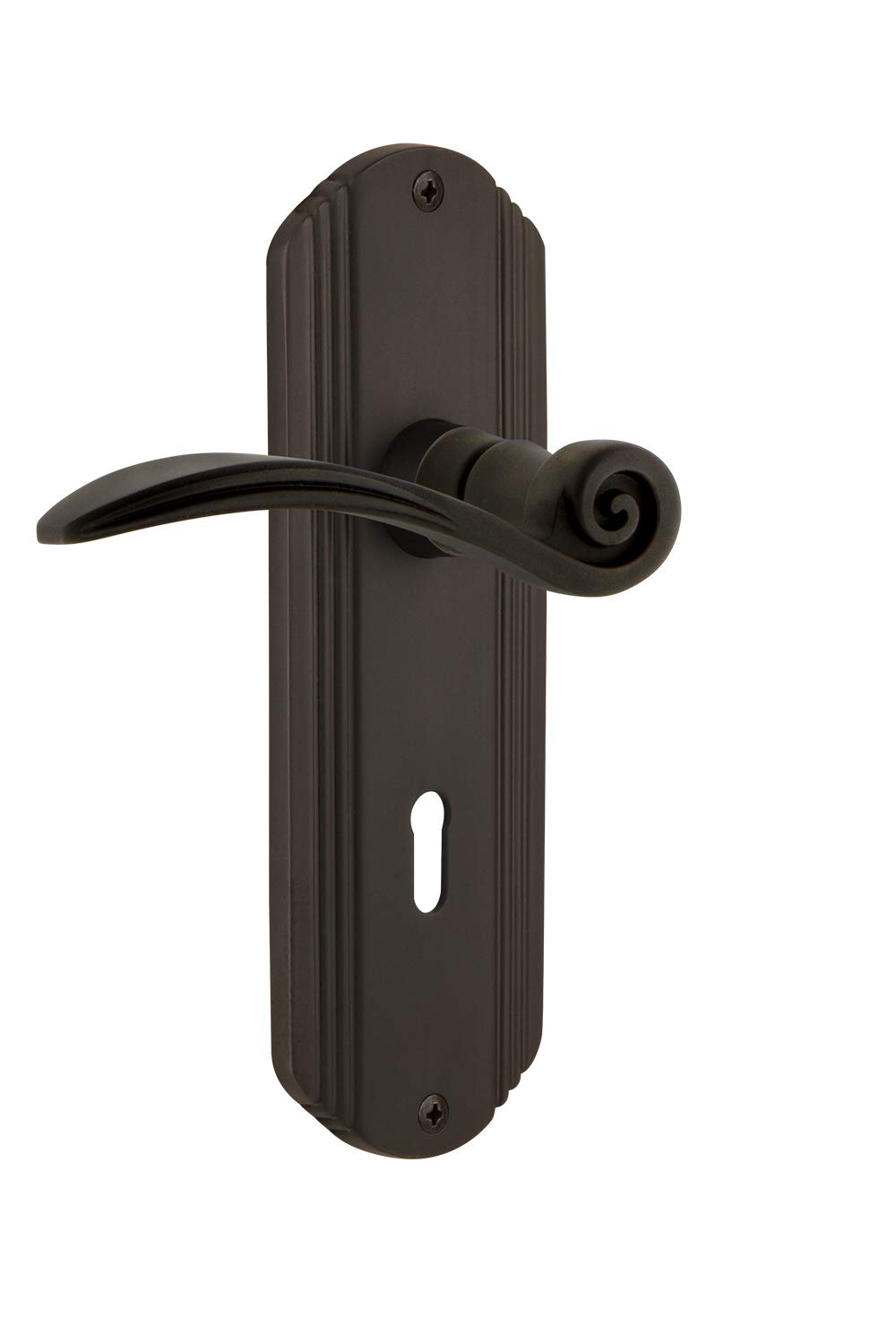 Vintage Swan Lever Door Knob - Oil Rubbed Bronze Single Dummy with Keyhole | Nostalgic Warehouse Deco Plate | Perfect for Victorian Homes, Farmhouse Doors & Antique Furniture Restoration