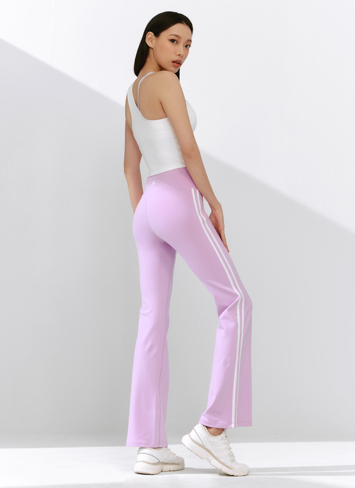 Comfort Fine Track Line Boots Cut Leggings - Women's High Waisted Yoga Pants for Running, Workout & Casual Wear