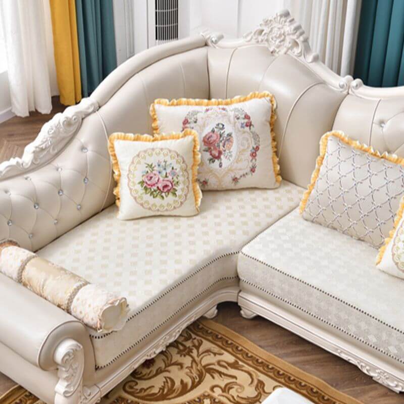 L-Shaped Recliner Sofa with Round Arms & Button Tufted Design - Perfect for Living Room, Home Theater & Family Gatherings