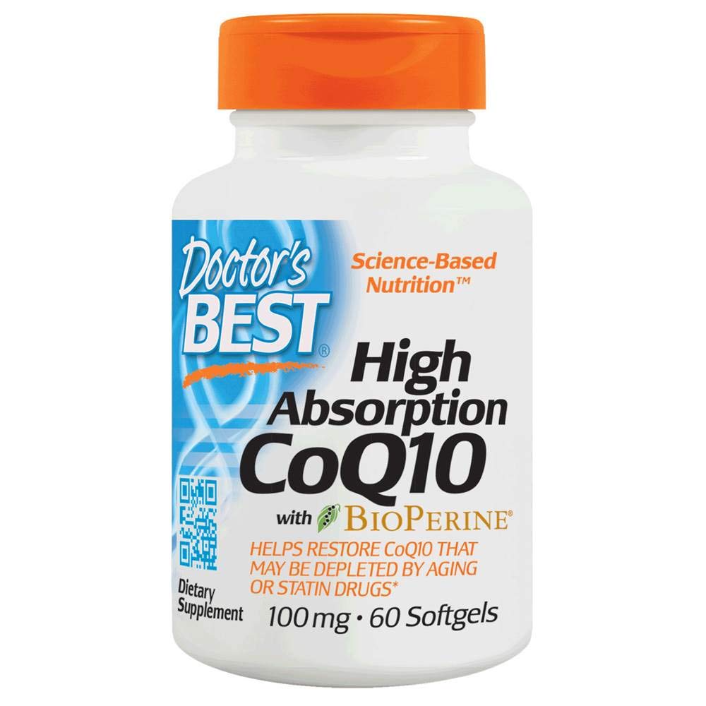 Doctor's Best High Absorption CoQ10 100mg with BioPerine | 60 Softgels for Heart Health & Energy Support | Supports Cardiovascular Wellness & Cellular Energy Production