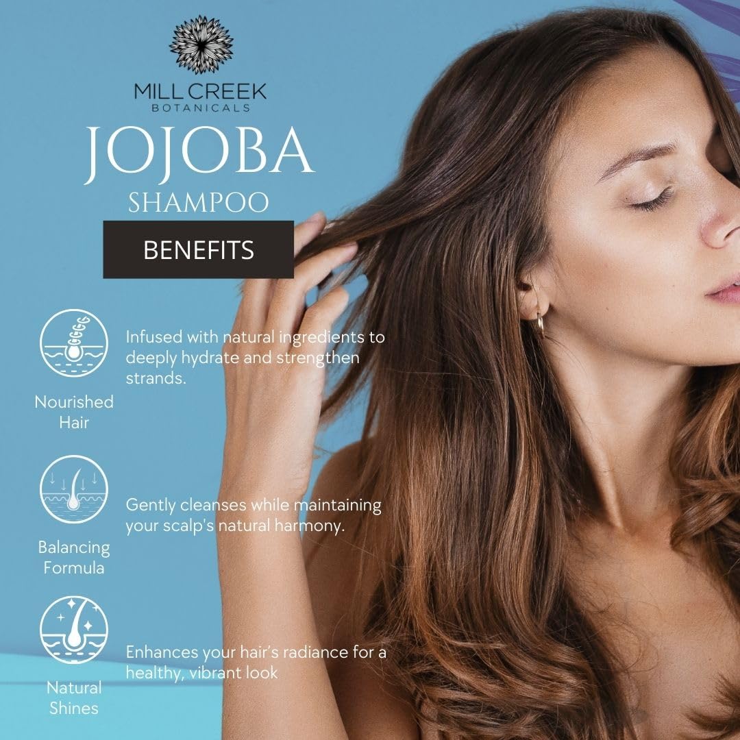 Mill Creek Jojoba Shampoo 14 oz - 2 Pack, Natural Moisturizing & Nourishing Hair Care for Dry & Damaged Hair - Perfect for Daily Use at Home or Salon