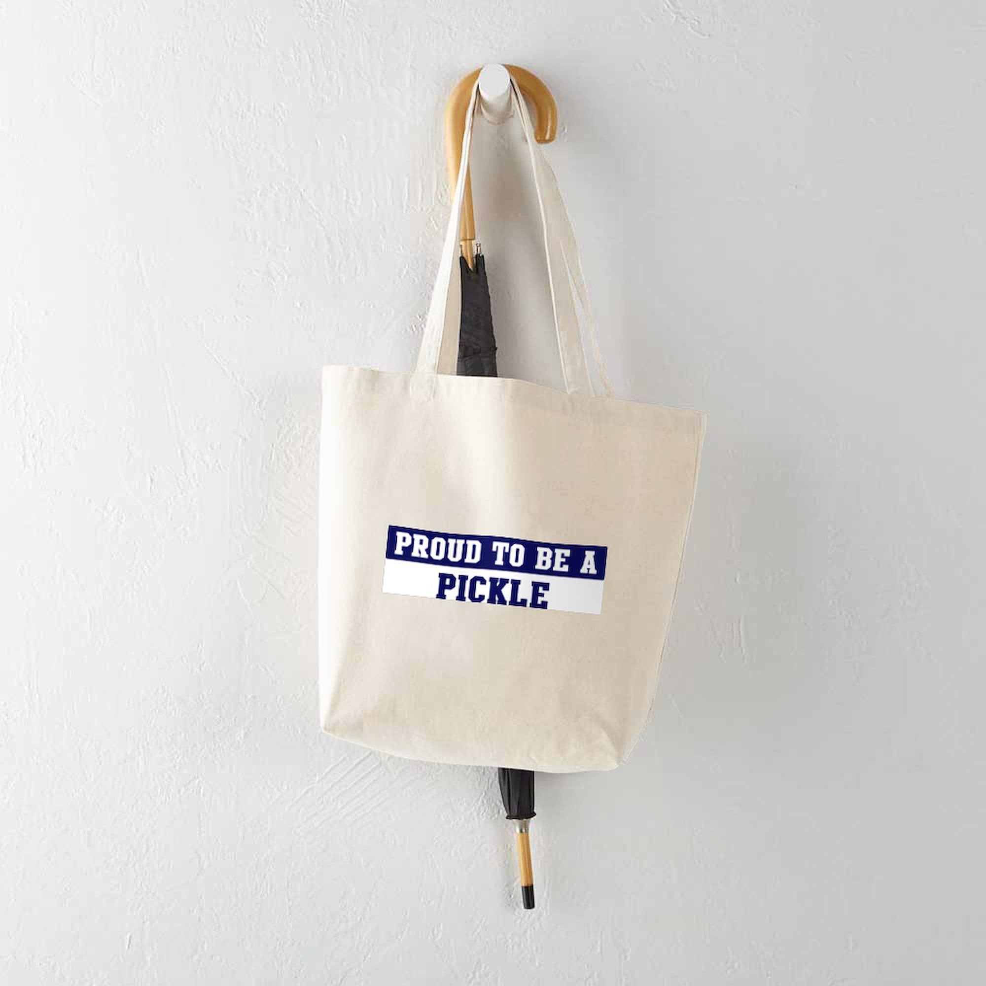 Proud To Be Pickle Tote Bag - Natural Canvas Reusable Shopping Bag for Groceries, Beach & Farmers Market | Eco-Friendly Cotton Tote with Funny Saying