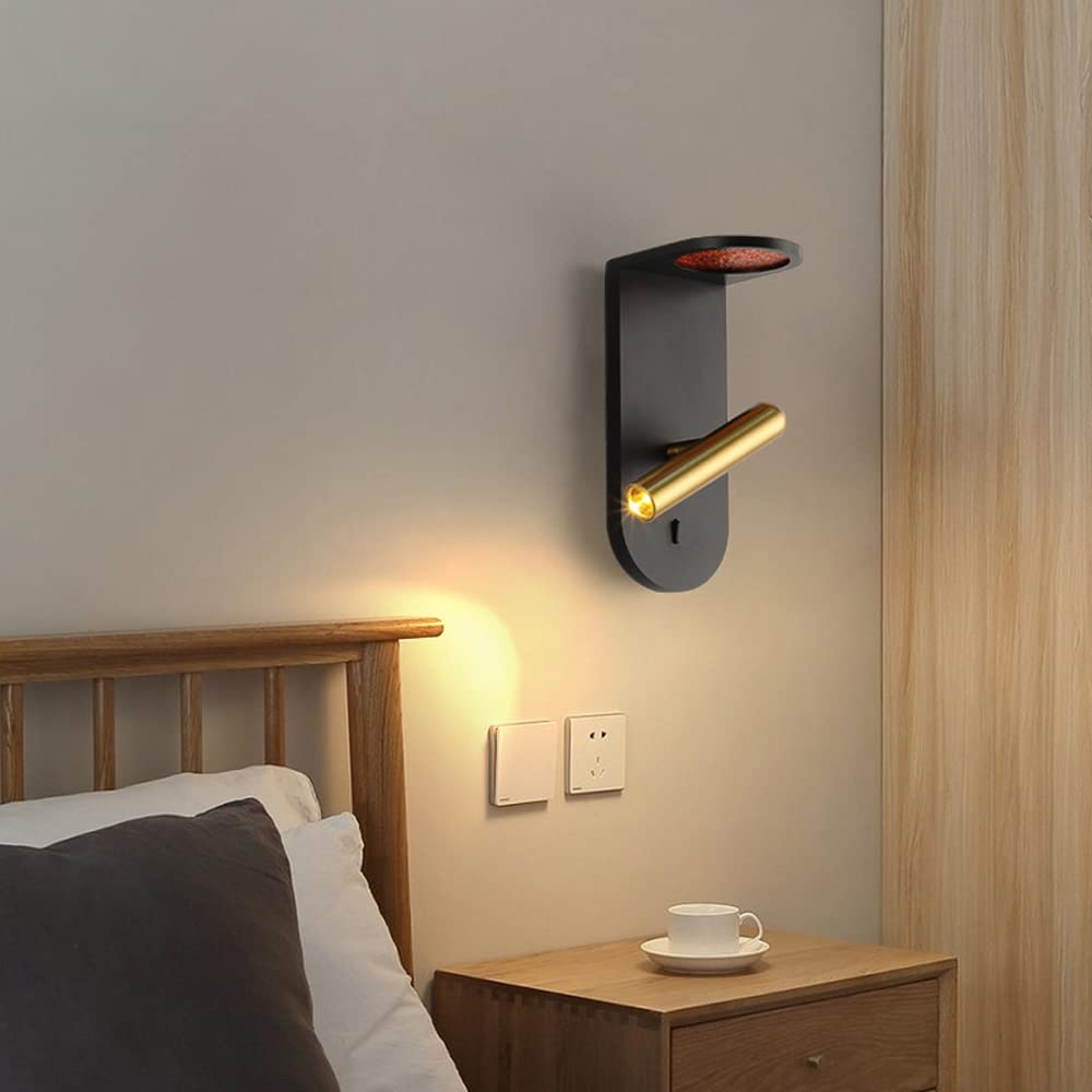 Modern LED Wall Lamp - Adjustable 90° Up/Down Light for Bathroom Vanity, Bedroom & Bedside - Black Indoor Sconce Lighting for Home Decor & Reading
