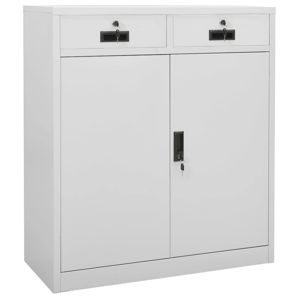 Industrial Steel Office Cabinet with Lockable Drawers & Adjustable Shelves - Light Gray Storage Cabinet 35.4