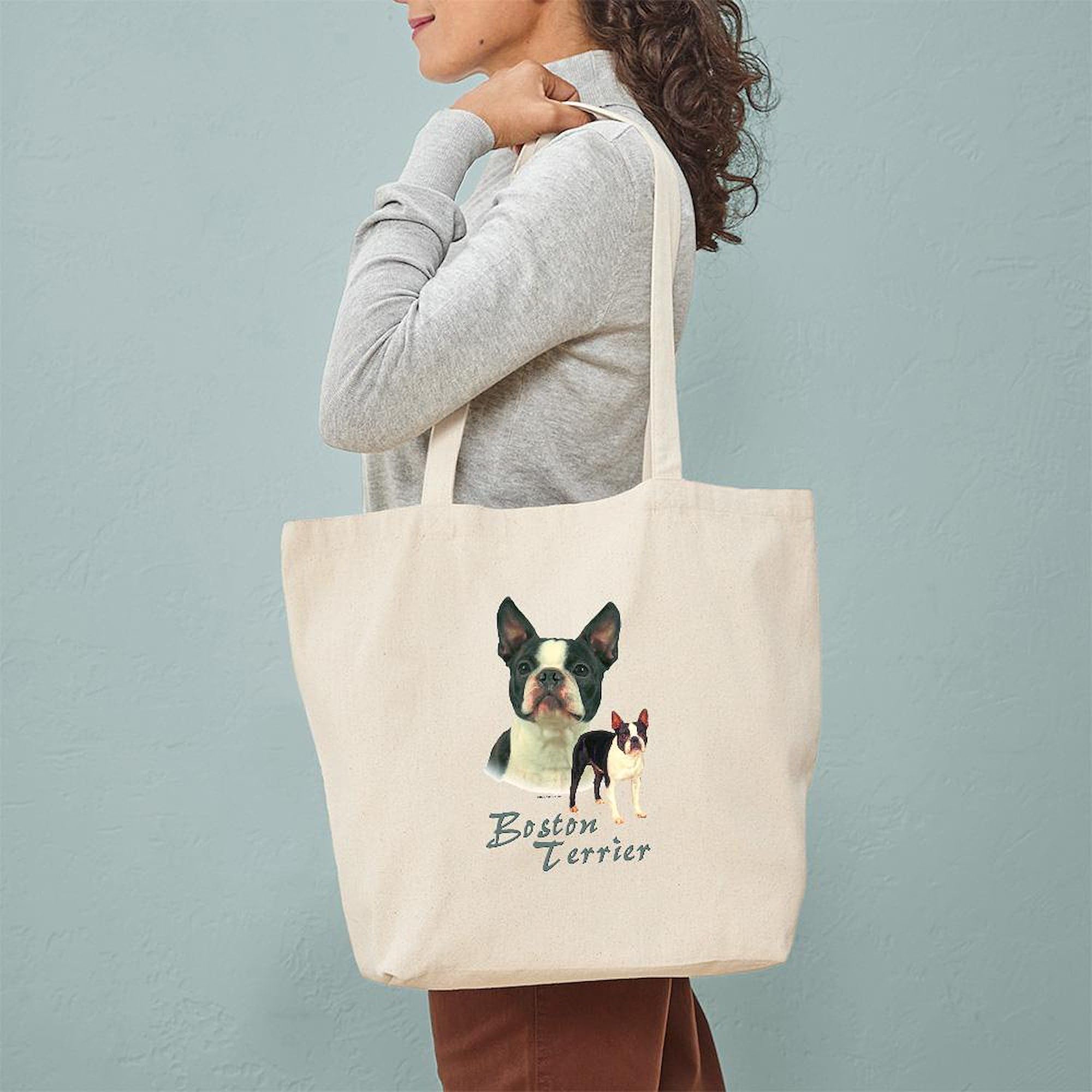 Boston Terrier Tote Bag - Natural Canvas Reusable Shopping Bag for Groceries, Beach & Everyday Use | Eco-Friendly & Durable