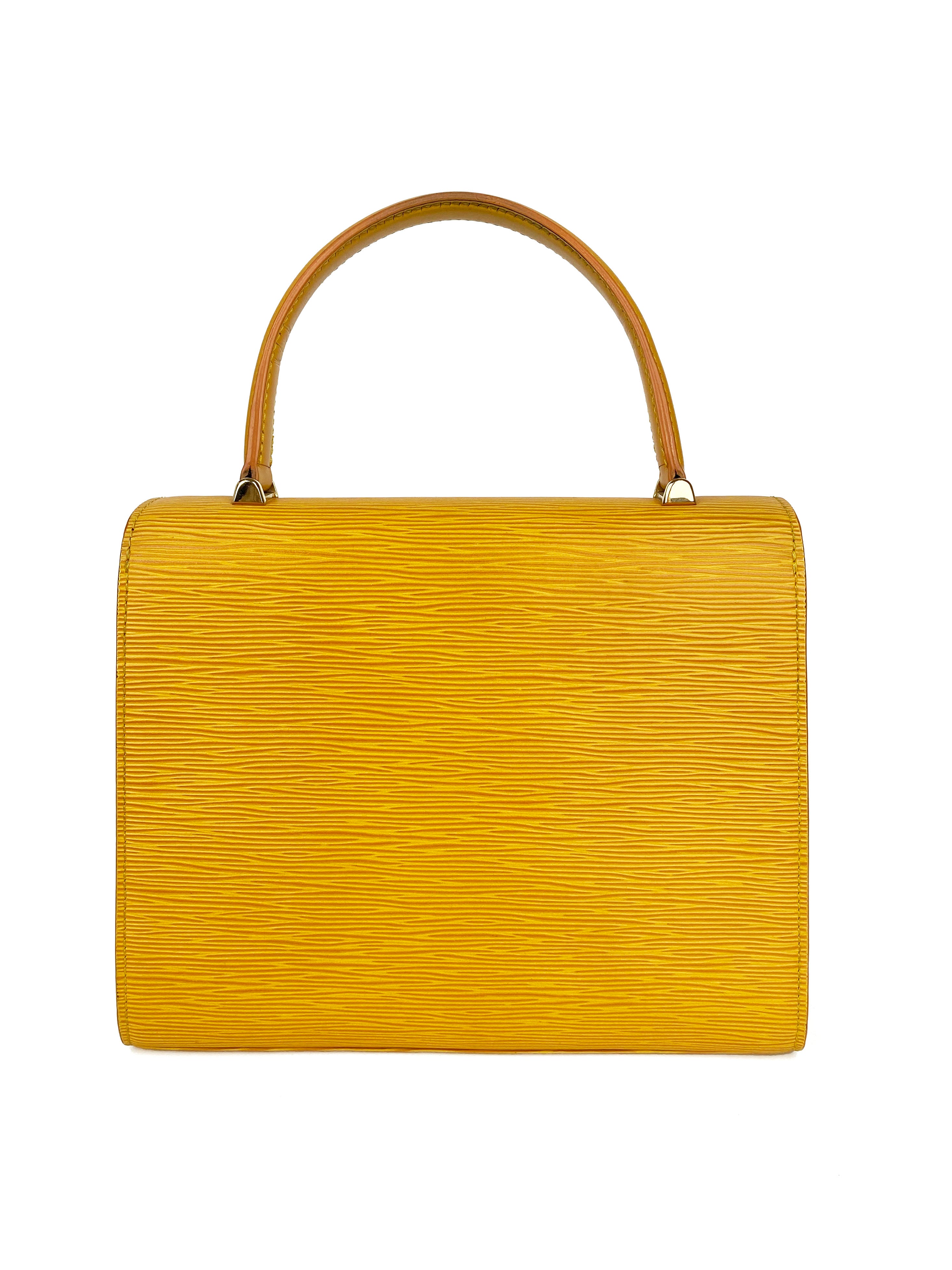 Authentic Louis Vuitton Yellow Epi Leather Malesherbes Top Handle Handbag for Women | Luxury Designer Shoulder Bag for Work, Travel & Special Occasions