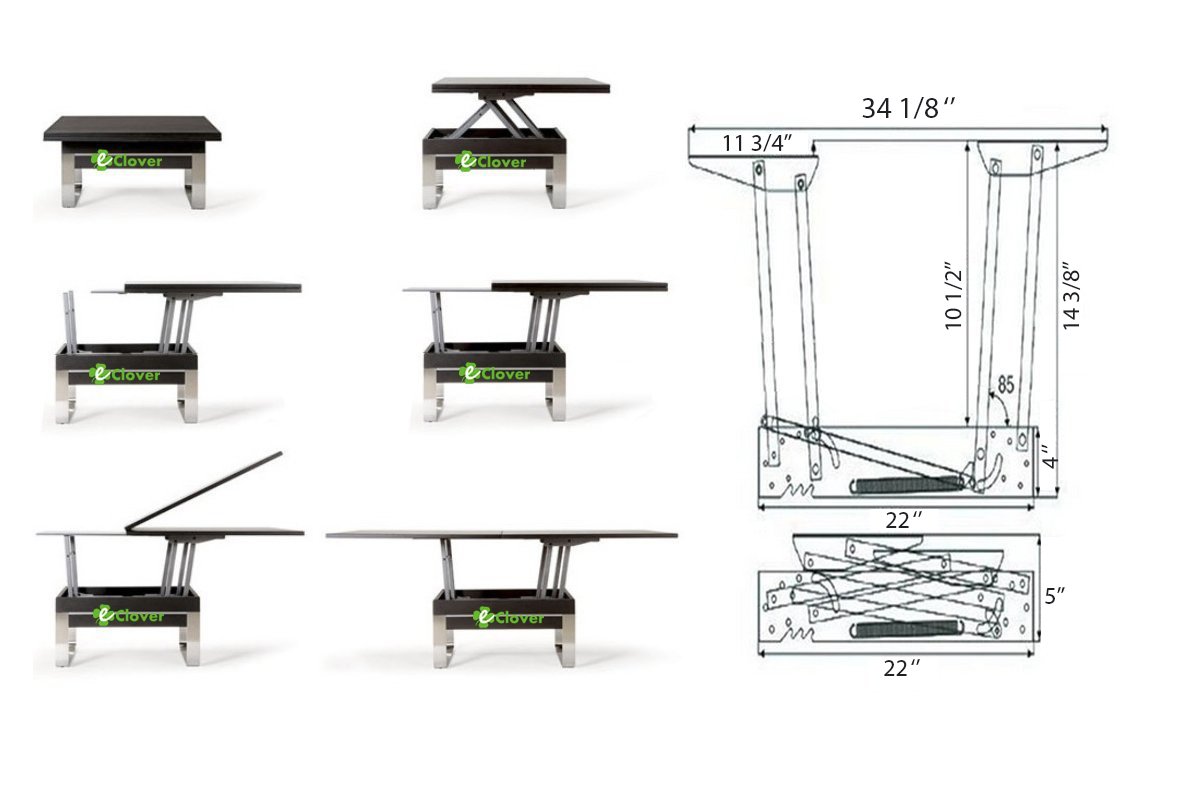 Black Lift-Up Coffee Table Mechanism - DIY Furniture Hardware Hinge Spring for Extendable Table Tops | Perfect for Home Office, Living Room & Dining Room Furniture Upgrades