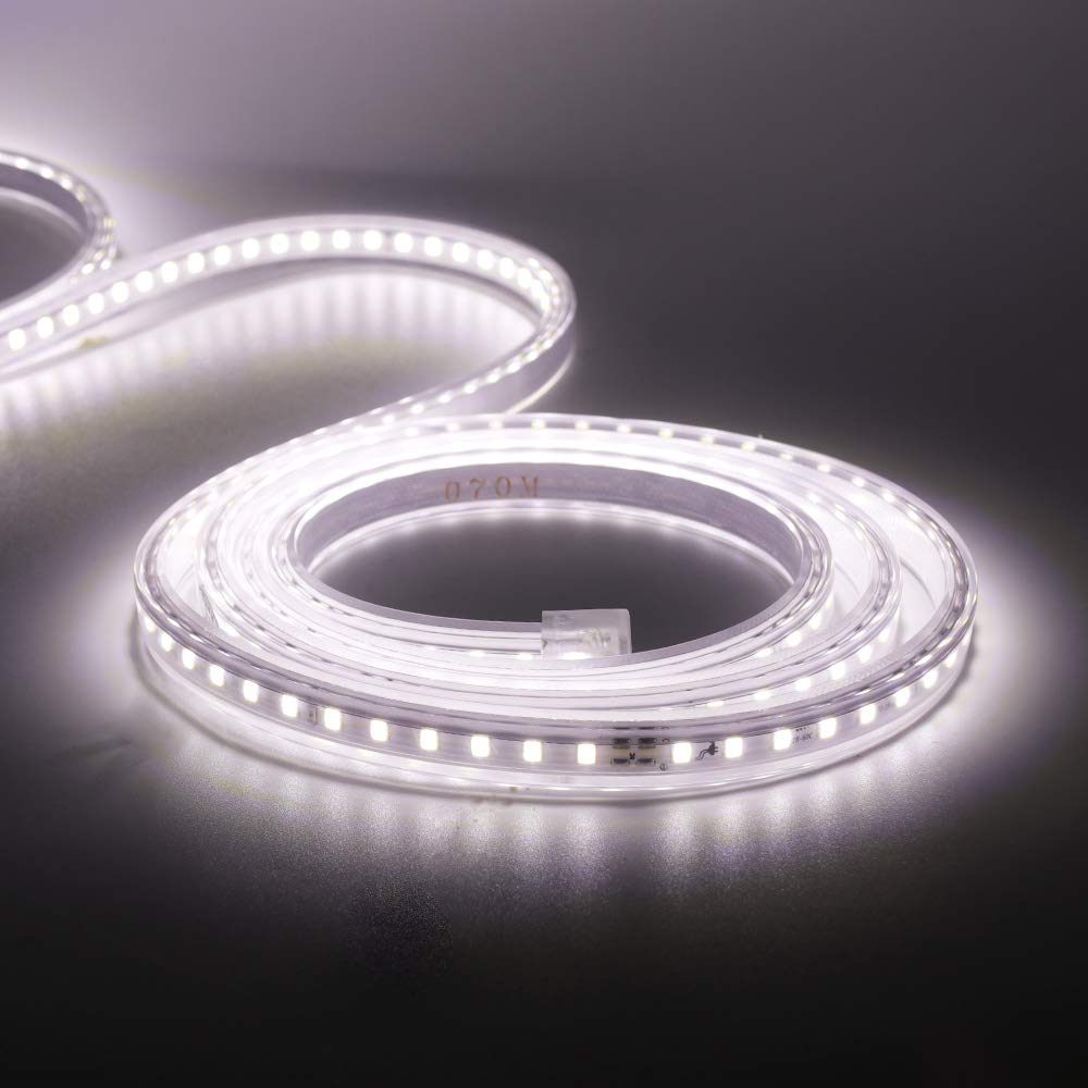 XUNATA 69ft LED Strip Lights, Super Bright 20-22 LM/LED, 6500K Daylight White, Waterproof Tape Light for Indoor & Outdoor Use - Perfect for Home Decoration, Bedroom, Kitchen, and Party Lighting (AC110V, 2835 120 LEDs/m)