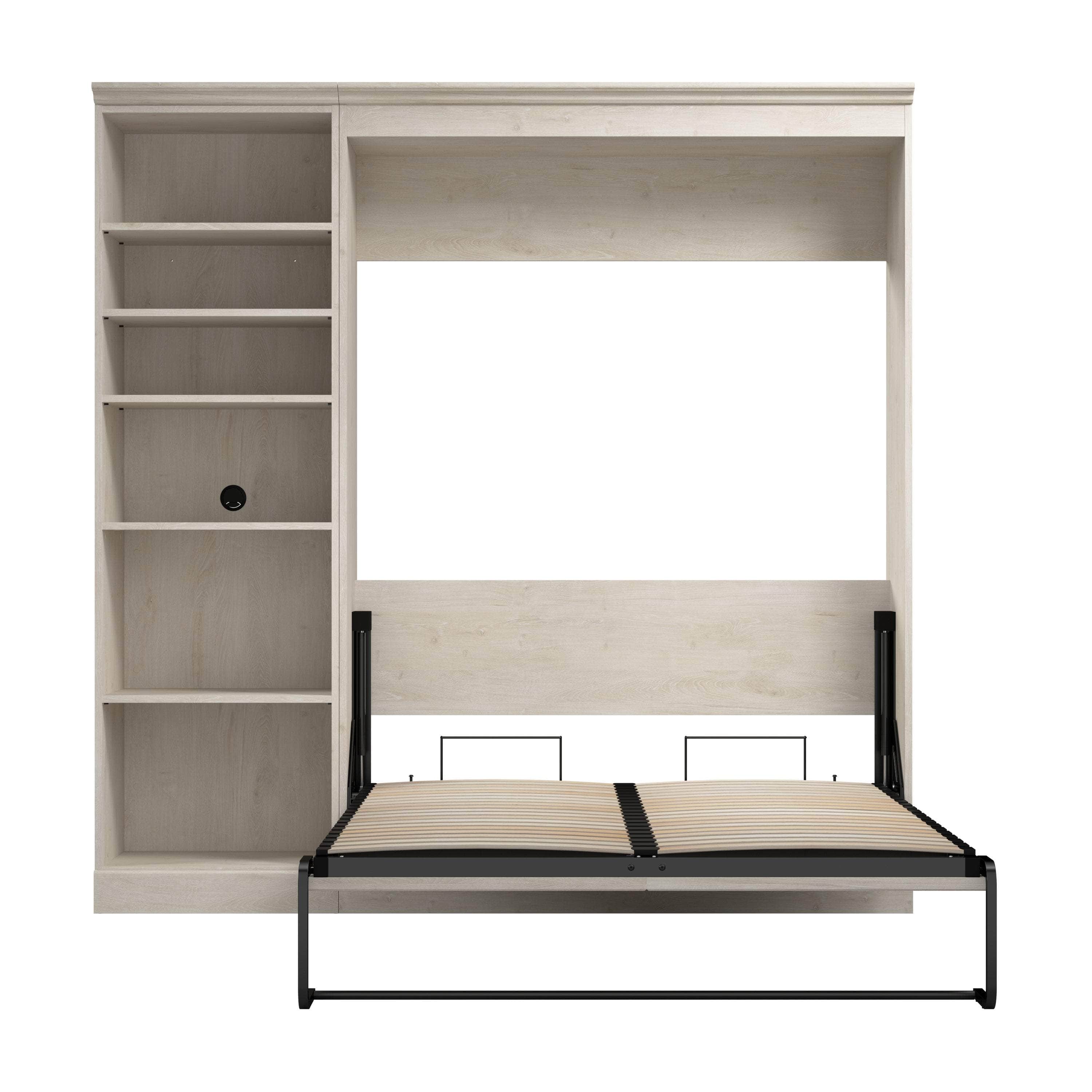Space-Saving Full Murphy Wall Bed with Built-In Storage Unit - 3 Color Options for Bedroom, Guest Room, or Studio Apartment
