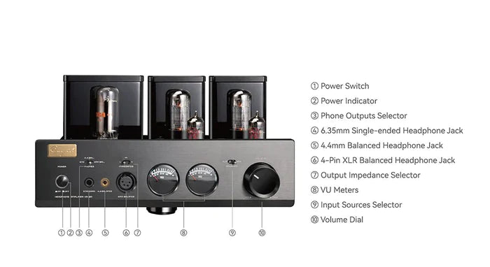 Cayin HA-3A Tube Headphone Amplifier - High-End Vacuum Tube Amp for Audiophiles | Perfect for Home Audio & Studio Recording