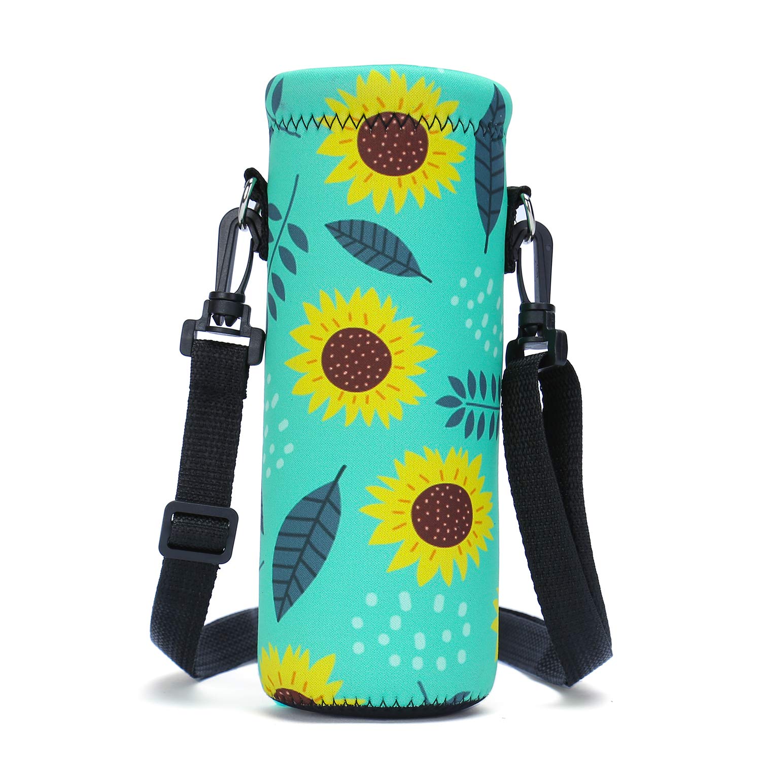 Amary 500ML Insulated Neoprene Water Bottle Holder with Adjustable Shoulder Strap - Leakproof Thermal Bottle Cover for Stainless Steel, Glass & Plastic Bottles (16.9oz) - Perfect for Hiking, Gym, Travel & Outdoor Activities (Sunflower Yellow)