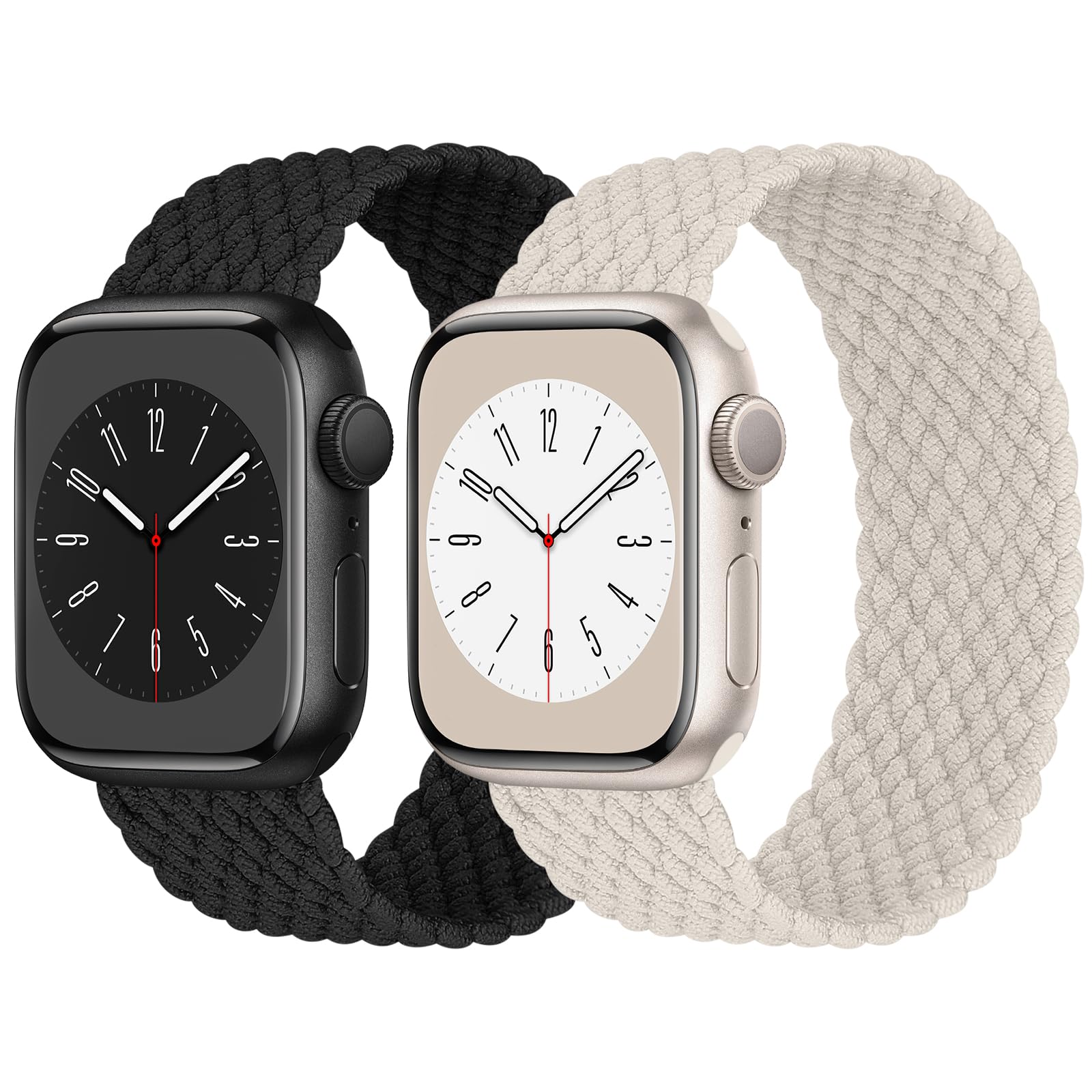 Stretchy Braided Solo Loop Compatible with Apple Watch 38mm 40mm 41mm 42mm 44mm 45mm 49mm - Sport Elastic Nylon Strap for iWatch Series 8/7/6/5/4/3/2/1/SE/Ultra - Comfortable Adjustable Band for Women & Men - Perfect for Workouts, Running & Everyday Wear