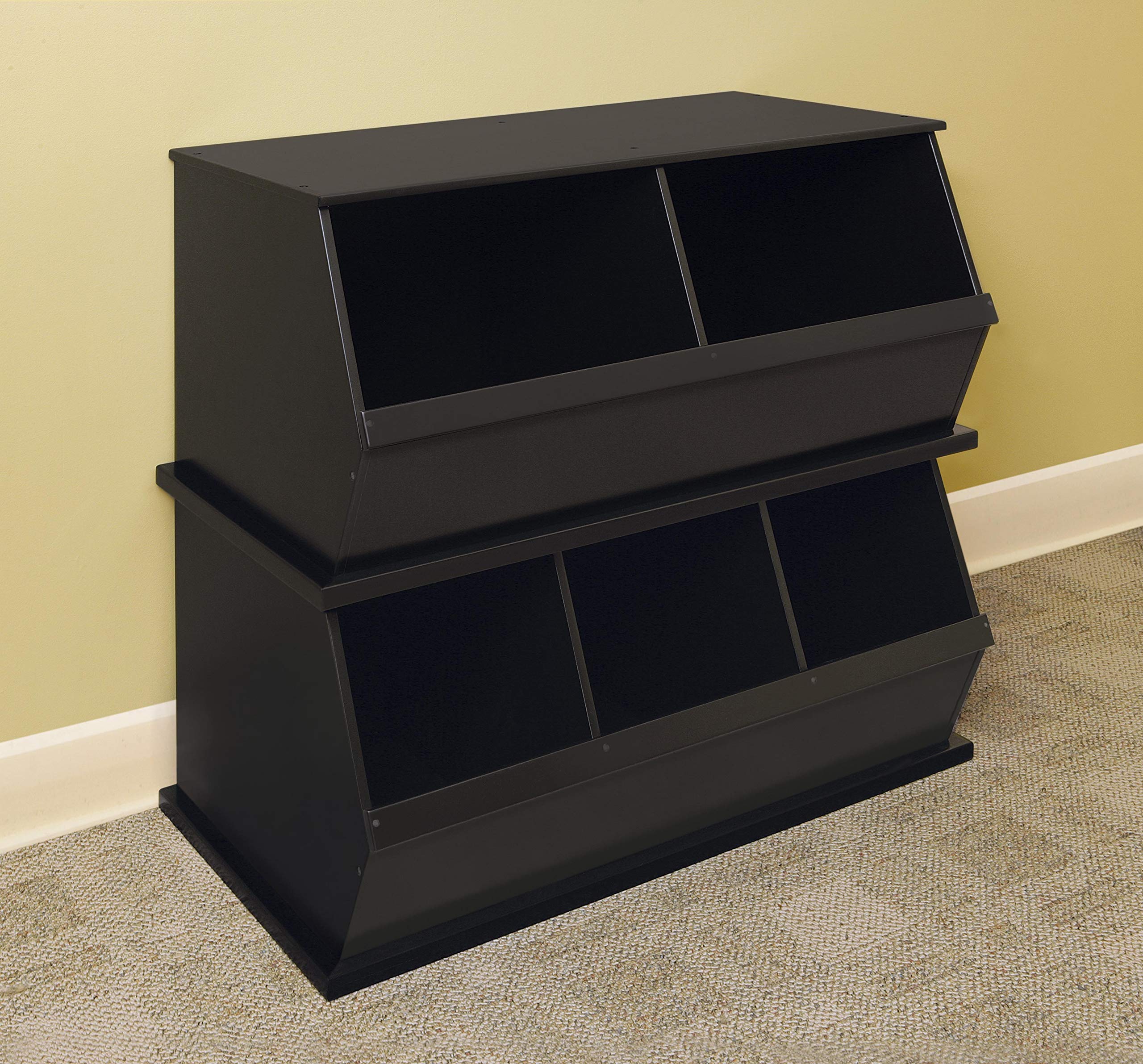 Badger Basket 3-Bin Stackable Toy Storage Organizer - Espresso Finish | Kids Room, Playroom & Nursery Organization Solution