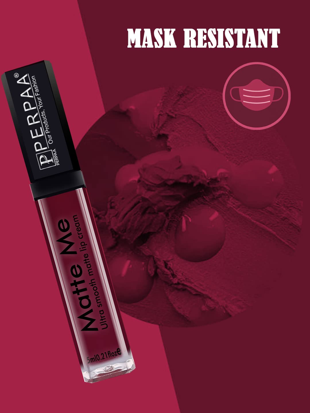 PERPAA® Matte Me Ultimate Long Lasting Liquid Lipstick - 3 Bright Matte Colors with Vitamin E, Smudgeproof & Waterproof Formula (Rich Plum, Peach Nude, Reddish Pink) 5ml Each - Perfect for Parties, Weddings & Everyday Wear