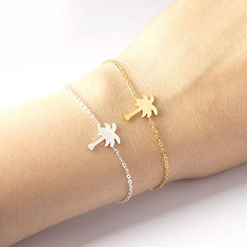 Palm Tree Bracelet - Tropical Beach Jewelry with Charm for Women, Gold Bangle for Summer Vacation & Boho Style Outfits | Perfect for Beach Parties, Vacations & Gift Giving