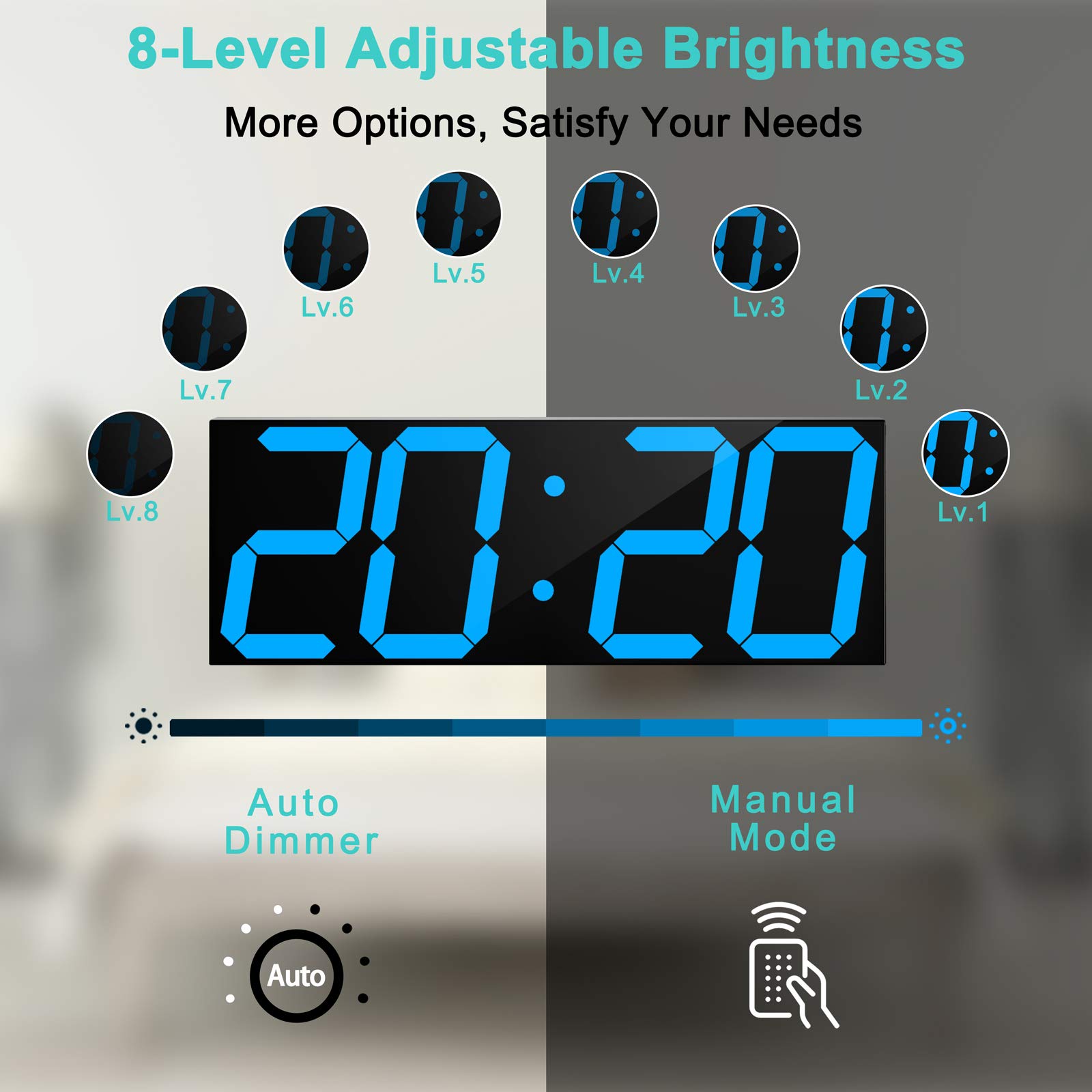 Large LED Digital Wall Clock with 6