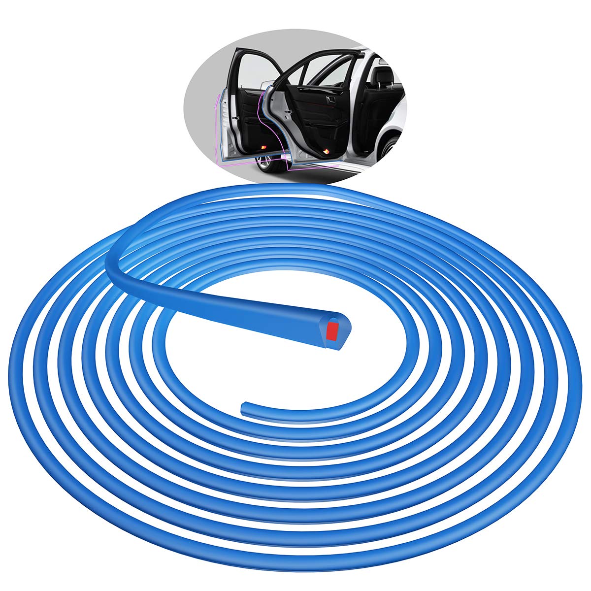 Eytool Universal Fit Rubber U-Shape Car Door Edge Guards - 16FT(5M) Blue Car Door Protector for Most Vehicles, Ideal for Parking Lots and Tight Spaces