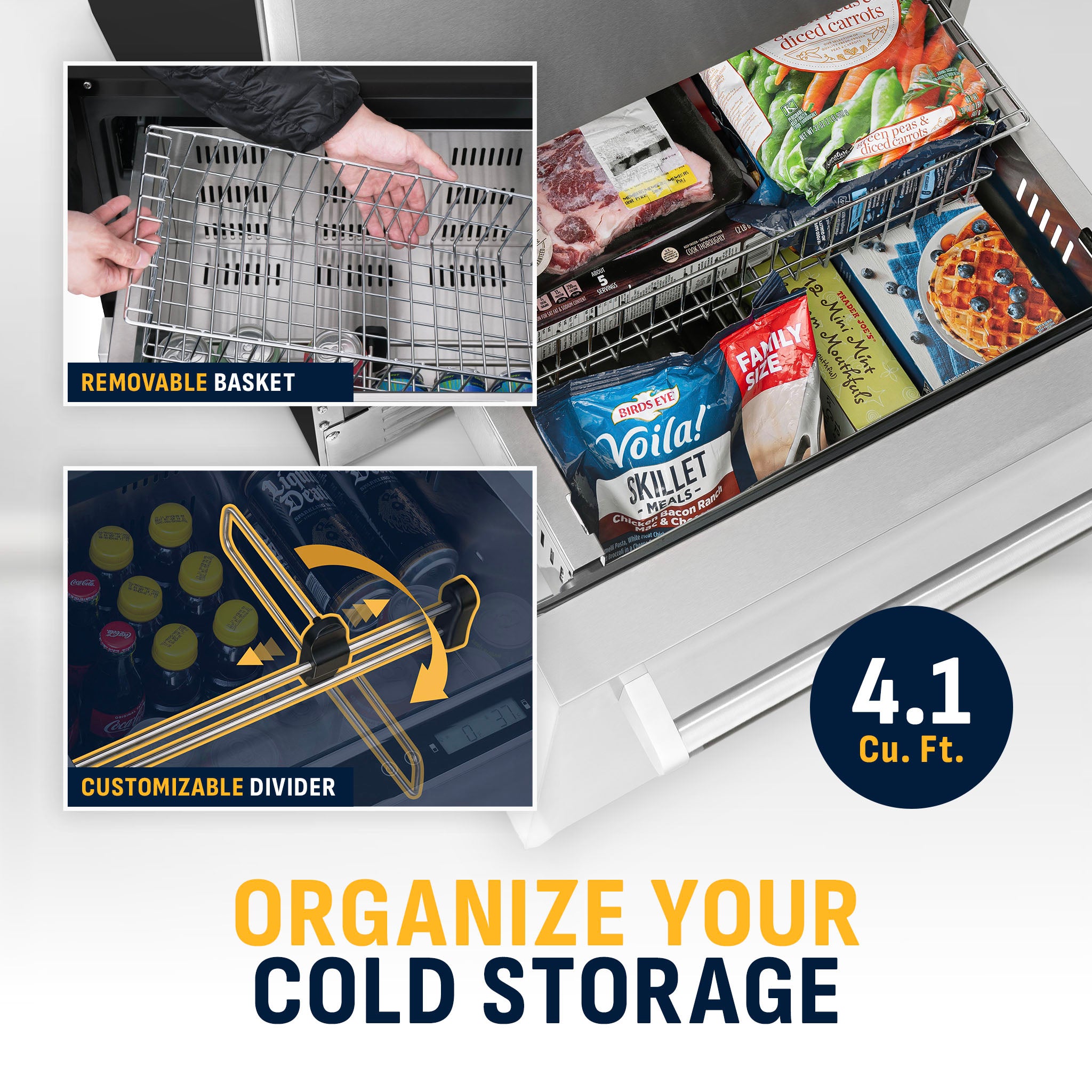 Newair® 24 Inch Undercounter Dual Zone Freezer & Refrigerator - Compact Stainless Steel Appliance for Kitchen, Bar, or Garage - Perfect for Storing Food, Drinks, and Frozen Goods