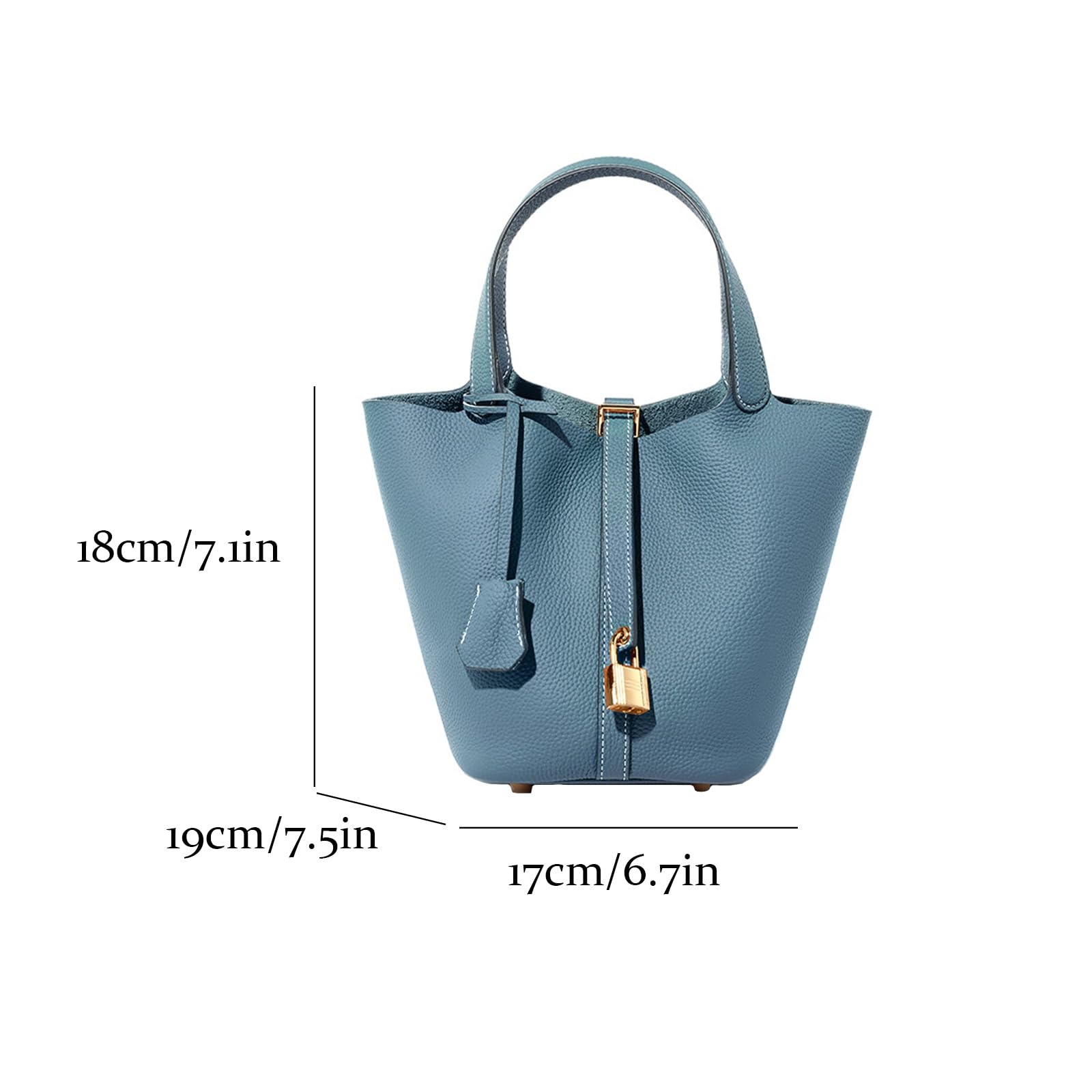 Genuine Leather Bucket Bag for Women - Stylish Handbag with Inner Pocket & Lock - Perfect for Shopping, Travel, Work & School - Durable Tote Purse for Everyday Use