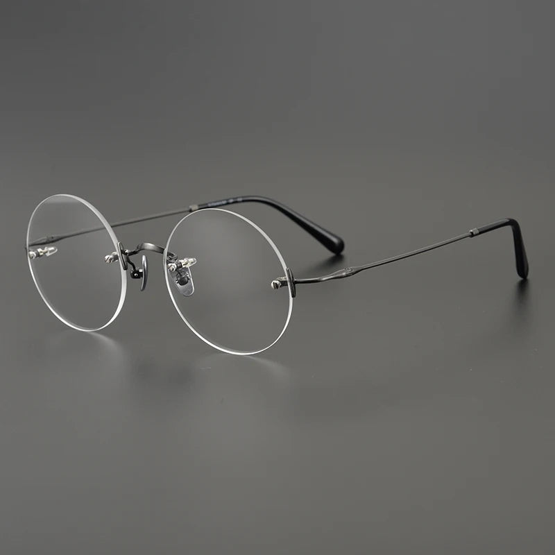 Aimee Unisex Rimless Round Titanium Eyeglasses 13321 - Lightweight & Durable Titanium Frame for Men & Women - Perfect for Reading, Work & Everyday Use
