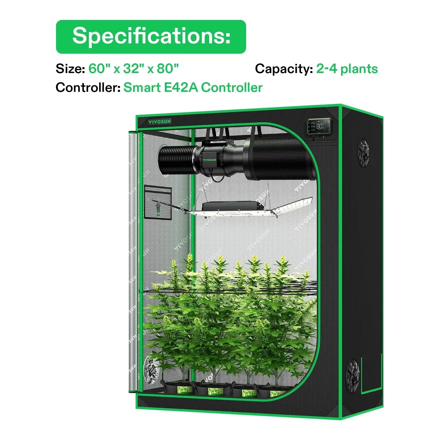 Vivosun Smart Grow Tent Kit for 3 Plants | 2' x 5' Indoor Hydroponic System - Perfect for Home Gardening, Seed Starting & Plant Cultivation