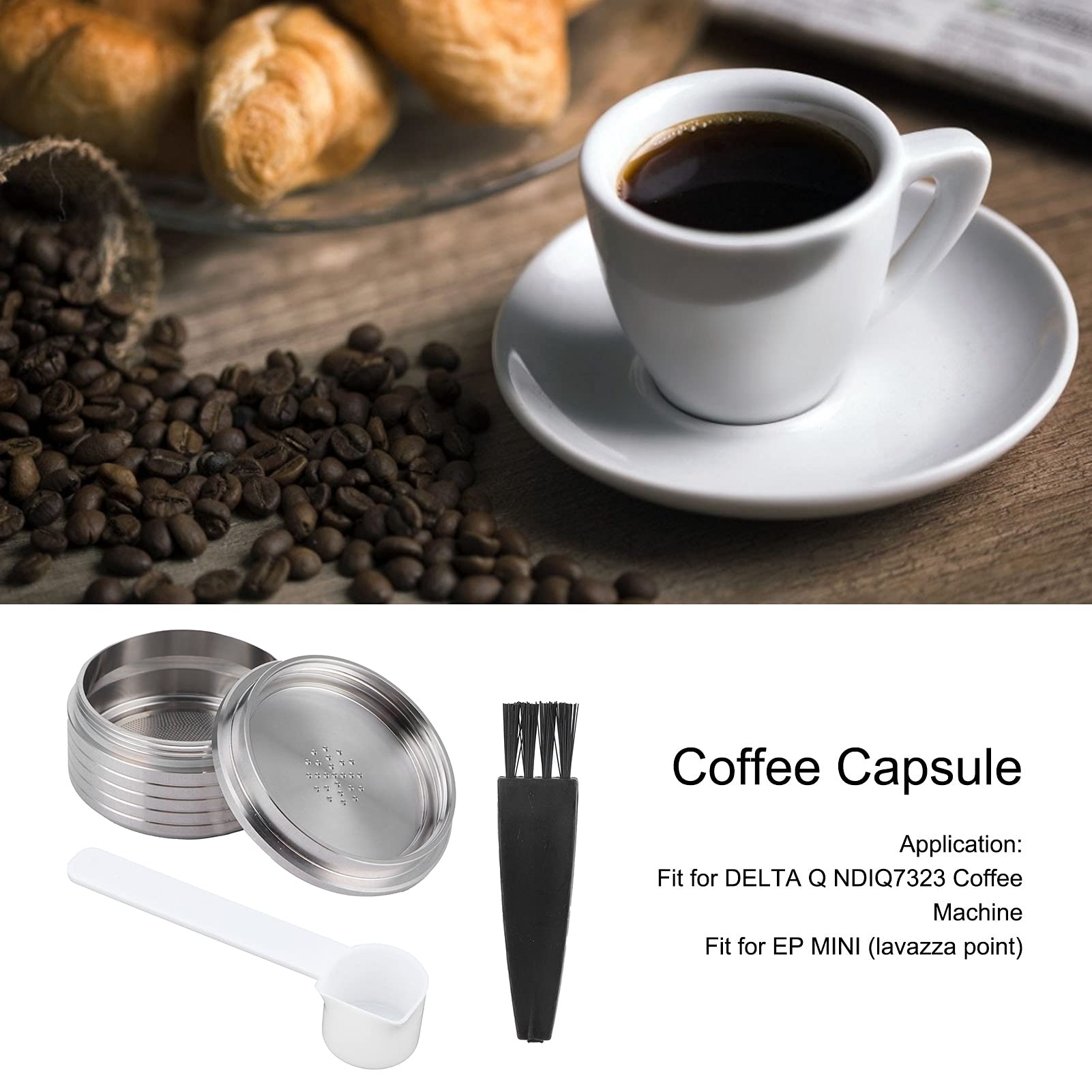 Reusable Coffee Capsules for NDIQ7323 Coffee Maker - Includes Spoon Brush | Compatible with Nespresso Machines | Perfect for Home, Office & Travel Use