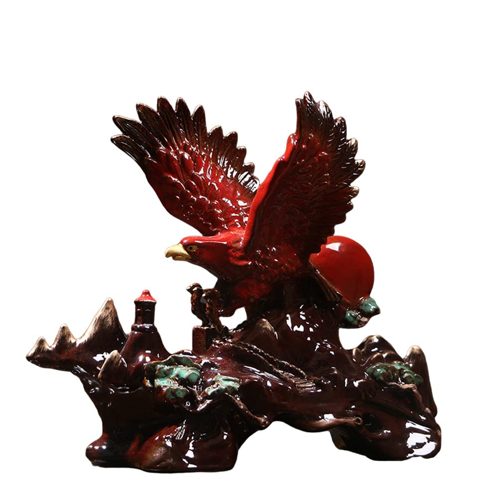 Eagle Statue - Modern Office & Home Decor Animal Figurine, Feng Shui Decoration for Desk & Shelf (Red) - Perfect for Office, Living Room & Study Decorations