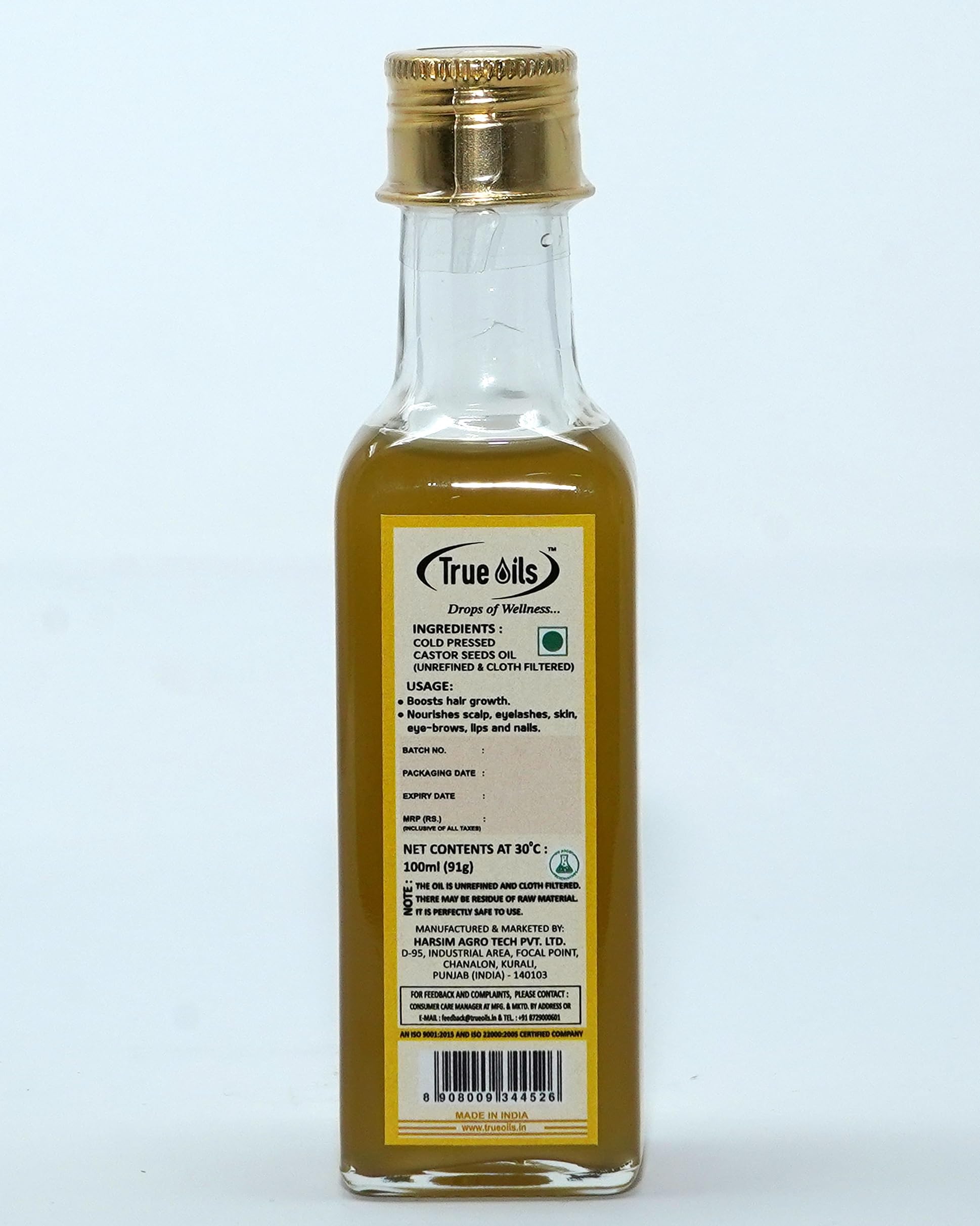 Organic Cold-Pressed Castor Oil 100ml - Unrefined Pure Jamaican Black Castor Oil for Hair Growth, Eyebrows, Skin Care & Constipation Relief | Natural Moisturizer for Eyelashes, Scalp & Dry Skin | Perfect for DIY Beauty & Wellness Treatments