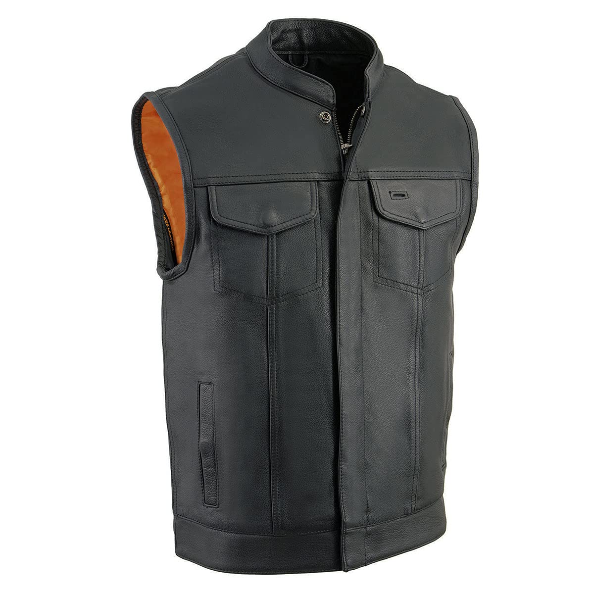 Milwaukee Leather MLM3514 Premium Black Motorcycle Vest for Men - Dual Closure Club Style with Cool-Tec Leather Treatment | Riding Gear for Bikers & Cruiser Enthusiasts