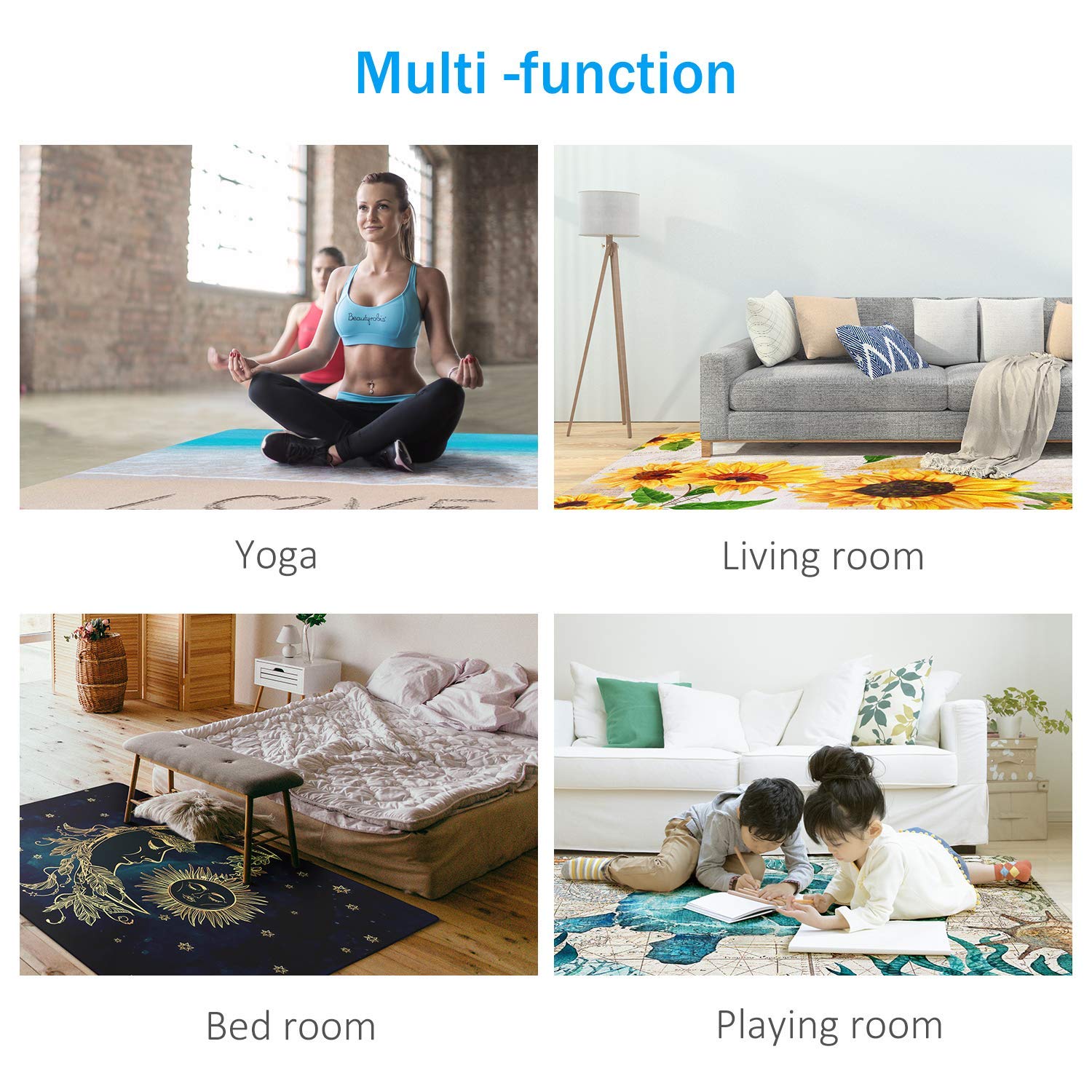 ZOANIML Non-Slip Area Rug - Soft Floor Runner Carpet for Bedroom, Living Room, Nursery | Indoor Outdoor Kids Play Mat, Yoga Mat, Home Decor (Lament Configuration Side A Design)
