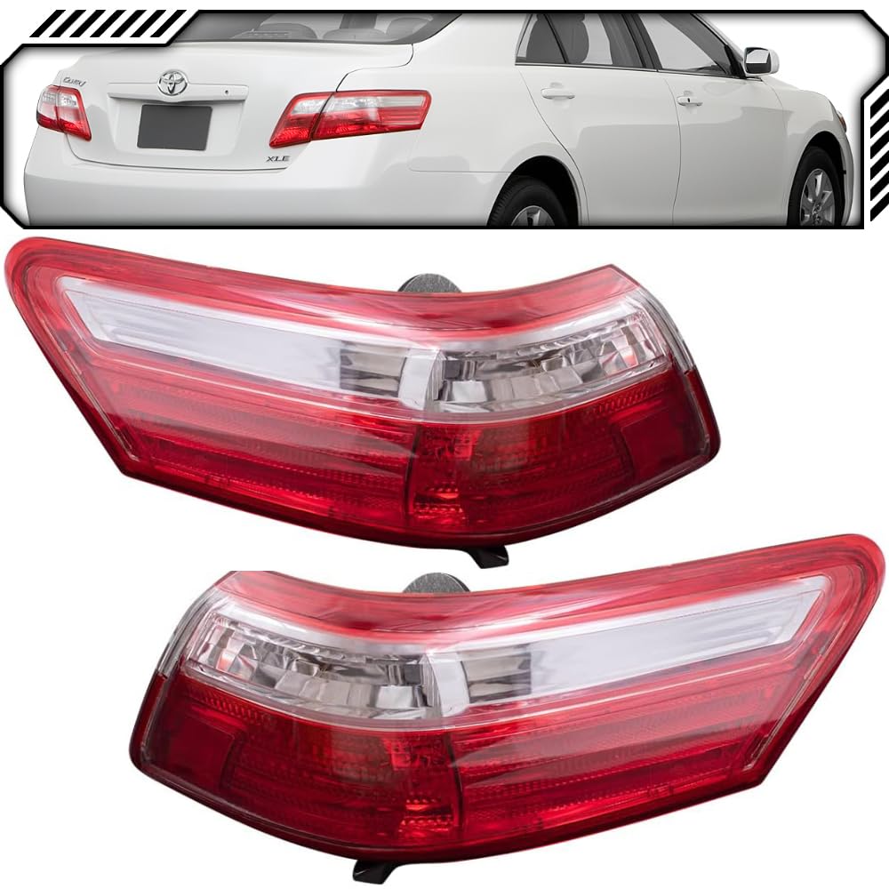 EPIC LIGHTING OE Style Halogen Tail Lights Outer Assembly Replacement for 2007-2009 TOYOTA CAMRY (Non-Hybrid) - Direct Fit, Plug & Play - Part Numbers TO2818129 TO2819129 8156006240 8155006240 - Perfect for Night Driving & Enhanced Vehicle Safety