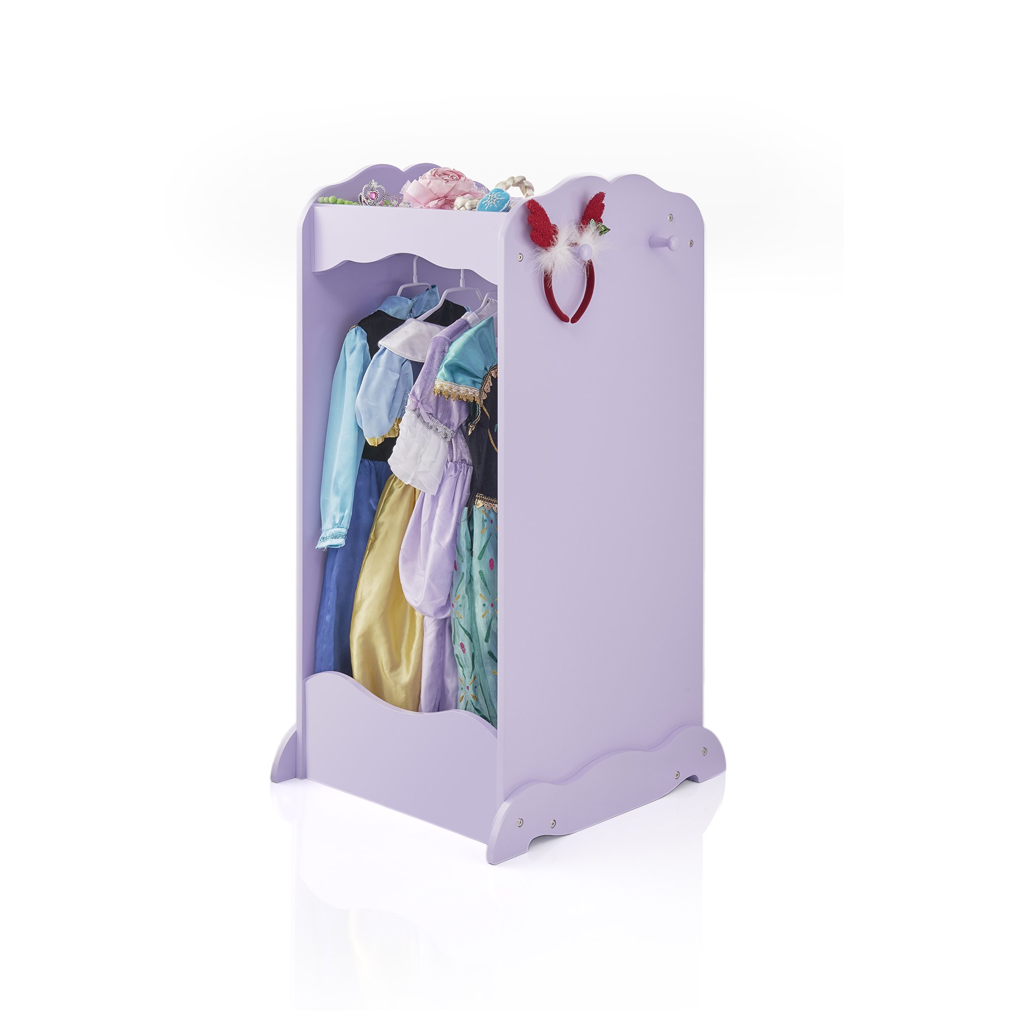 Guidecraft Dress Up Cubby Center - Lavender: Kids Closet Organizer with Mirror & Hooks, Toddler Wardrobe for Costumes, Shoes & Clothing Storage | Perfect for Bedroom, Playroom & Daycare Organization