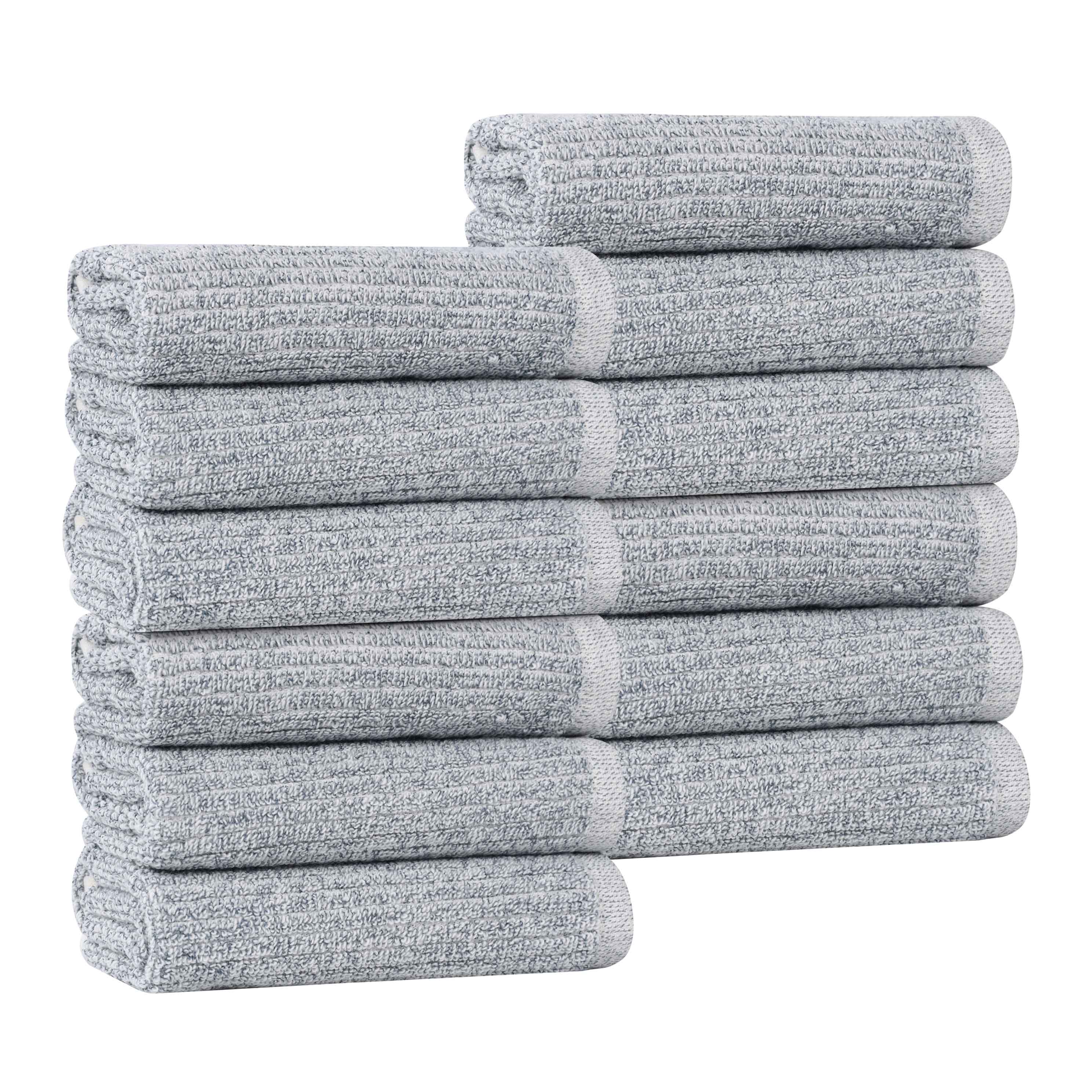 Premium Cotton Blend Solid Ribbed Face Towels & Washcloths Set of 12 - Soft, Absorbent & Quick-Drying for Spa, Bathroom & Travel Use