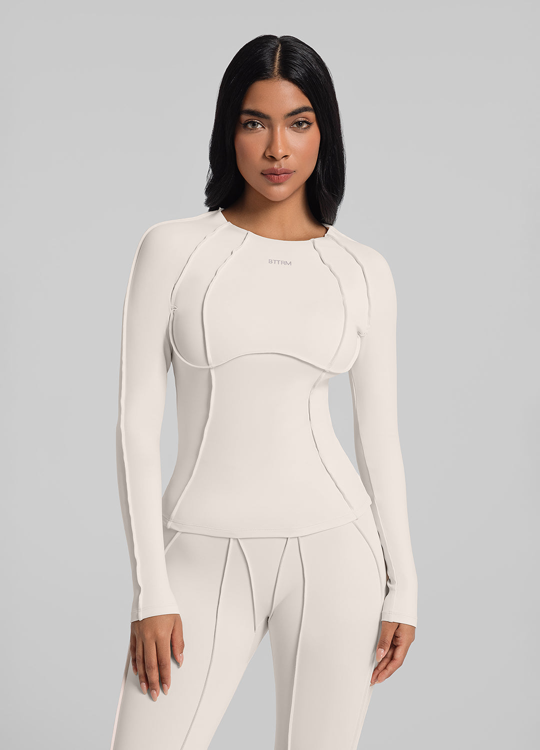 Contour Stitch Long Sleeve T-Shirt for Women - Comfortable & Stylish Casual Top for Everyday Wear, Work, and Outings
