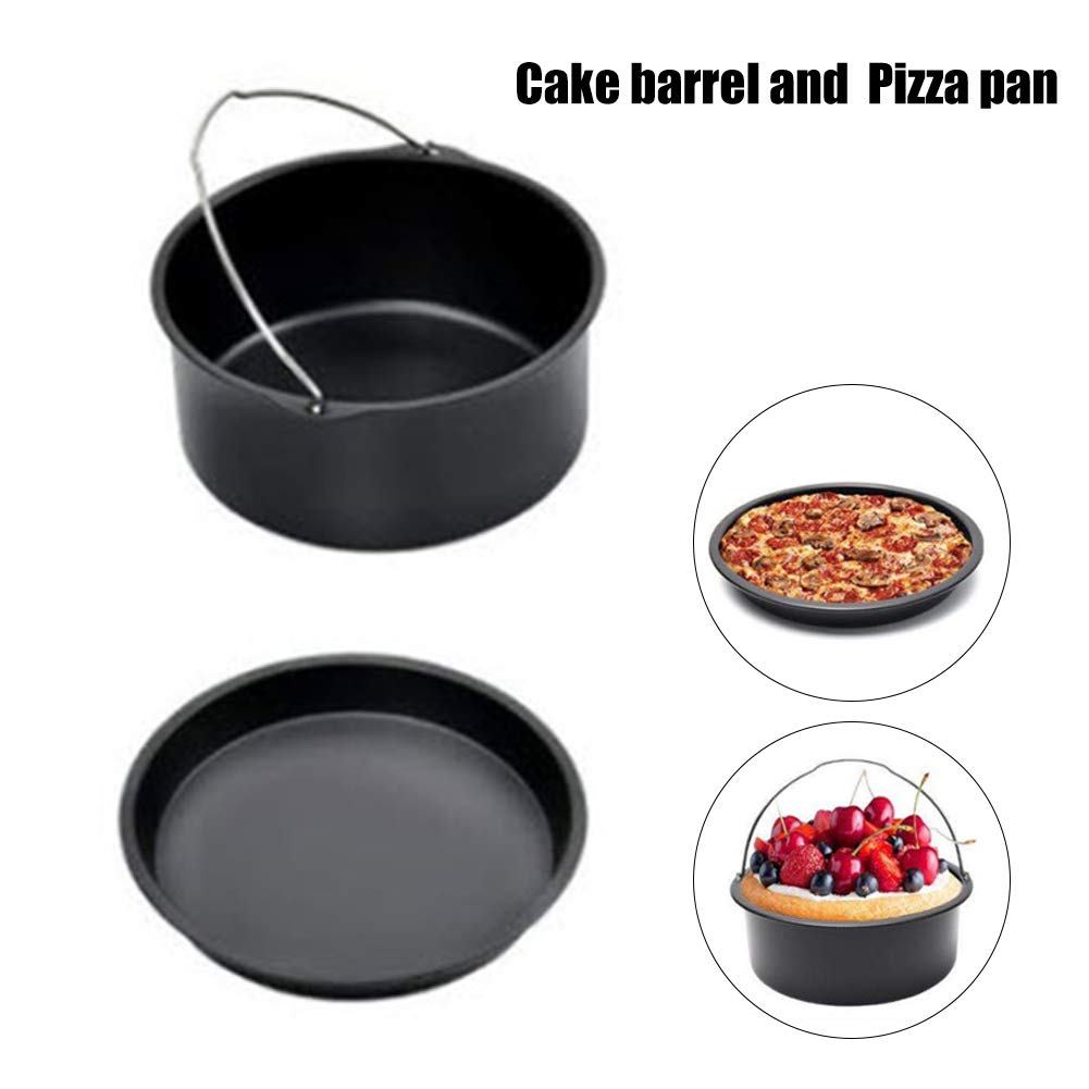 Universal 8-Inch Air Fryer Accessories Set - 2-Piece Steel Round Cake Pans & Pizza Pan for Gourmia, Baking, Deep Frying | Perfect for Home Kitchen & Restaurant Use