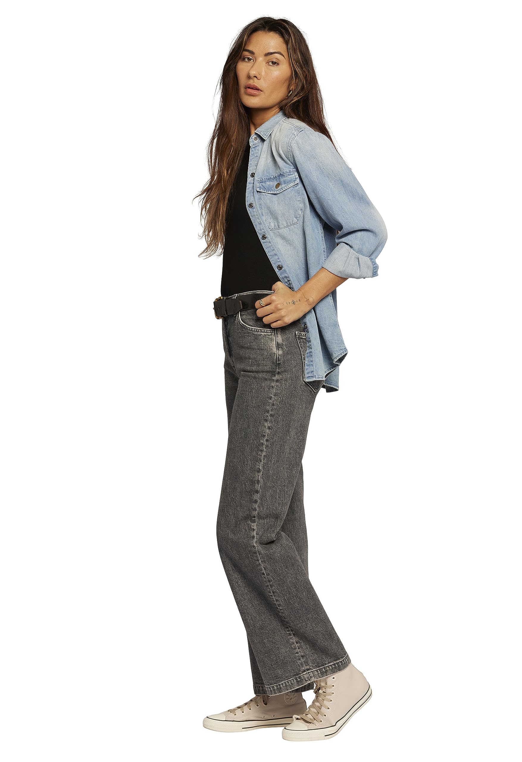 Current/Elliott Women's High Rise Wide Leg Denim Pants - The Navigator Stretch Jeans for Casual & Office Wear | Comfortable Fashion Pants for Everyday Style