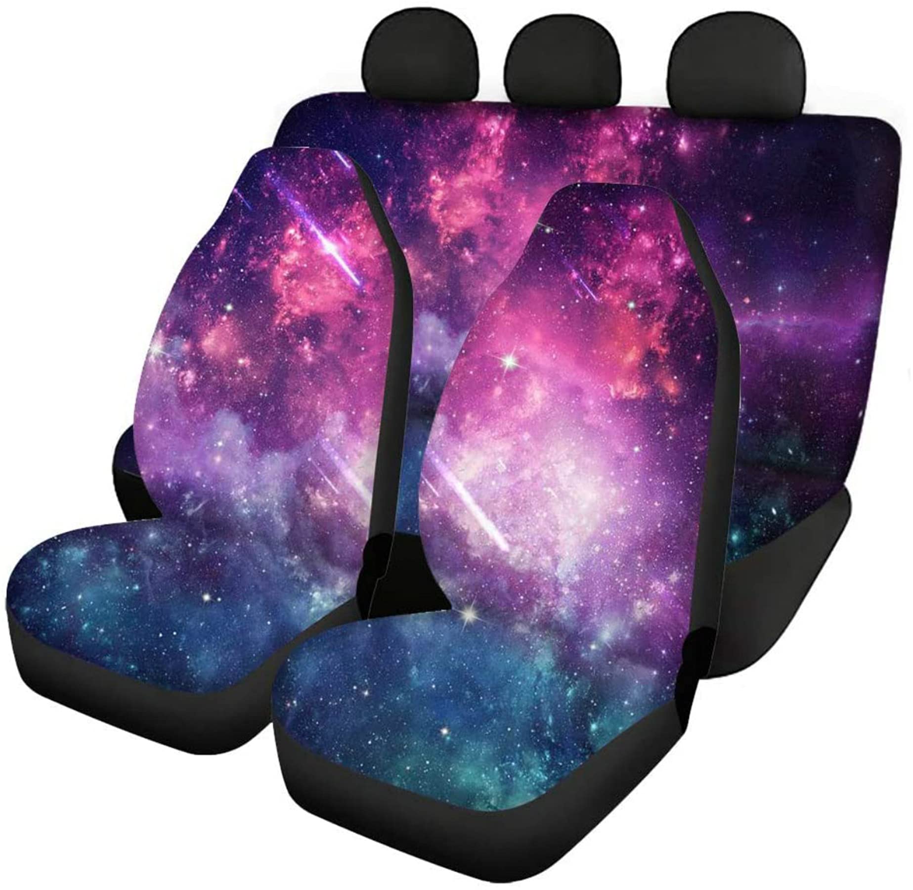 Starry Style Universal Fit Car Seat Covers - Full Set Stretch Front & Back Seat Cushion with Rear Backrest & Bench Cover - Durable Interior Accessories for Cars, SUVs & Trucks - Perfect for Road Trips, Daily Commute & Pet Protection