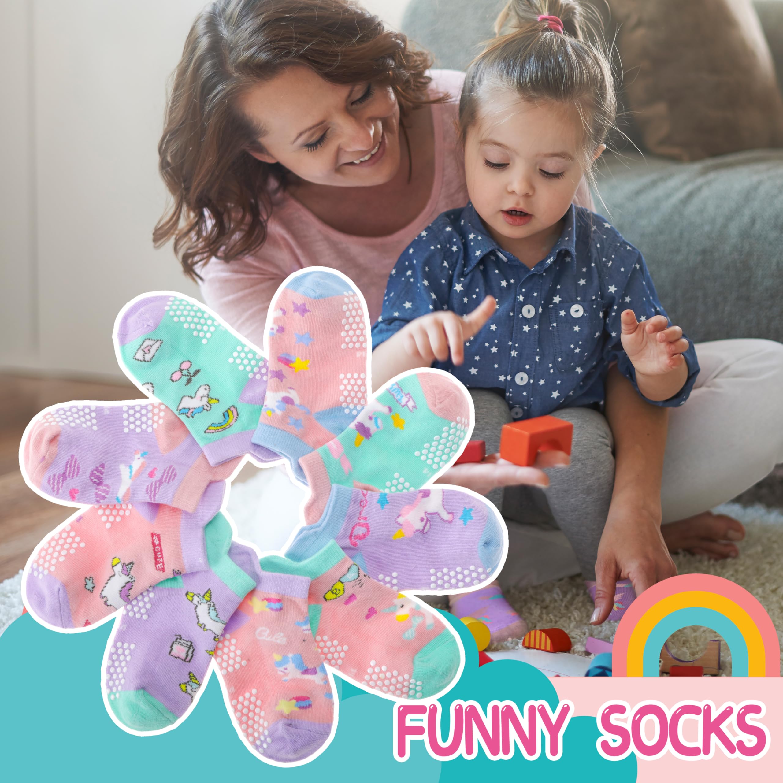 Non-Slip Baby Socks for Toddlers - Cotton Ankle Grip Socks with Anti-Skid Grippers for Boys & Girls | Perfect for Playtime, Daycare & First Steps