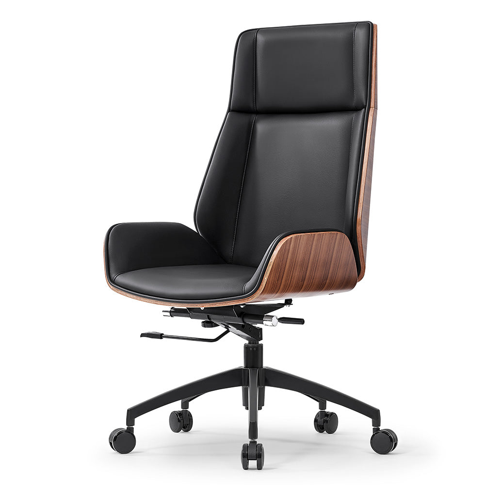 Ergonomic TYLER High Back Office Chair with Walnut & Black Finish - Perfect for Home Office, Gaming, and Workspace Comfort
