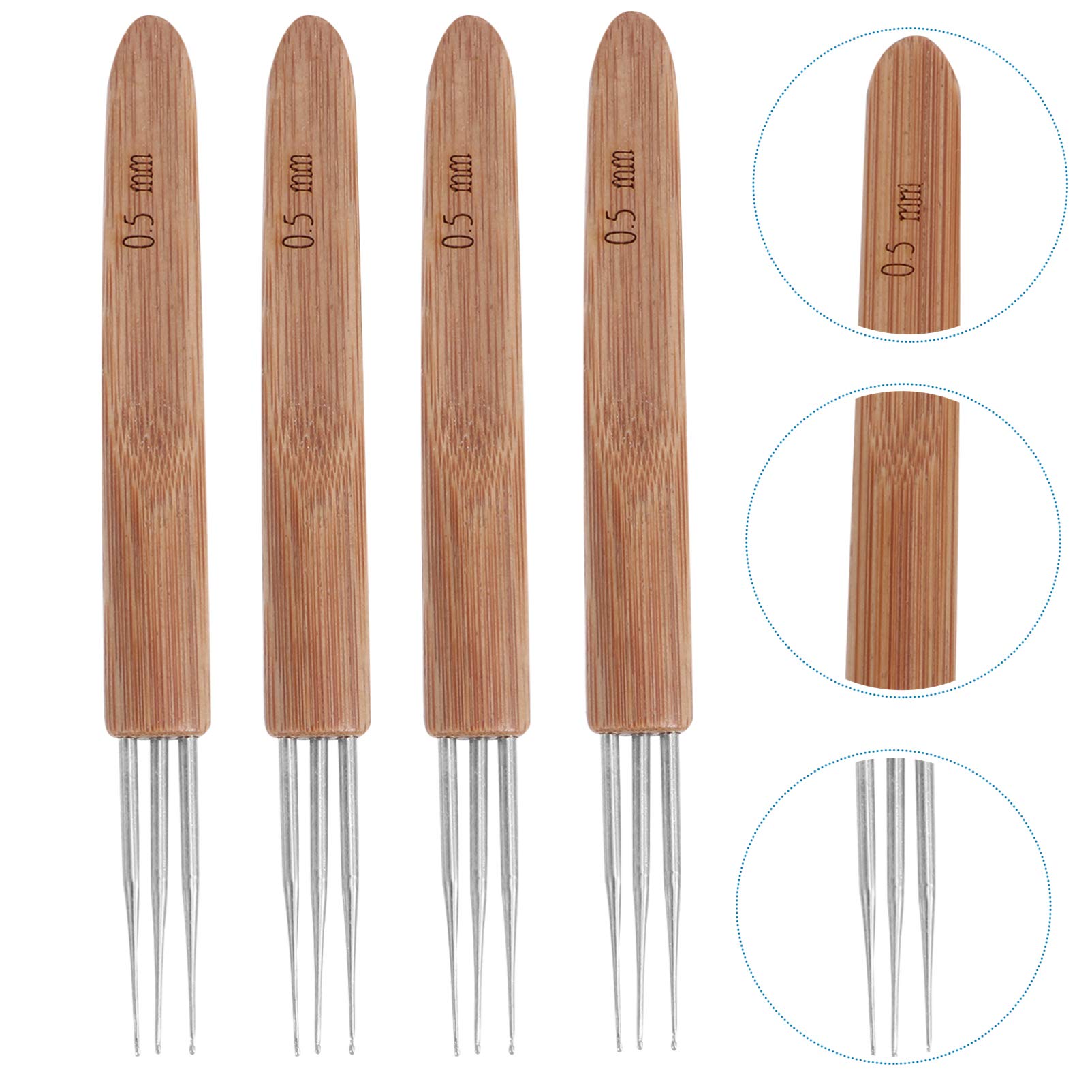 EXCEART 5pcs Wooden Crochet Hook Kit for Dreadlocks & Hair Extensions - Dread Braider, Hair Knitting Needles, Yarn Crochet Hooks, Wig Making Tools - Perfect for DIY Hair Braiding, Locs Maintenance & Styling