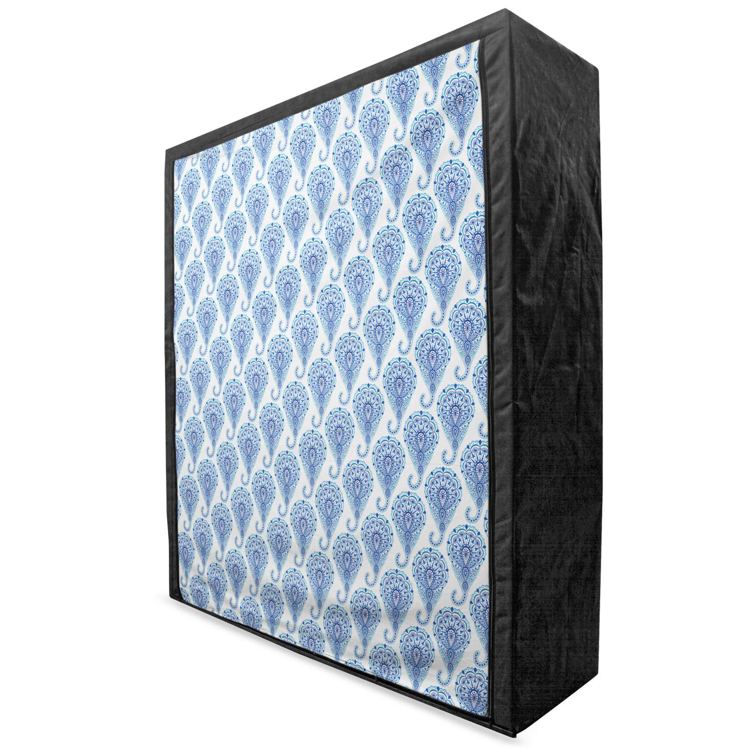 Ambesonne Indigo Portable Fabric Wardrobe with Paisley Floral Leaves Print - 59
