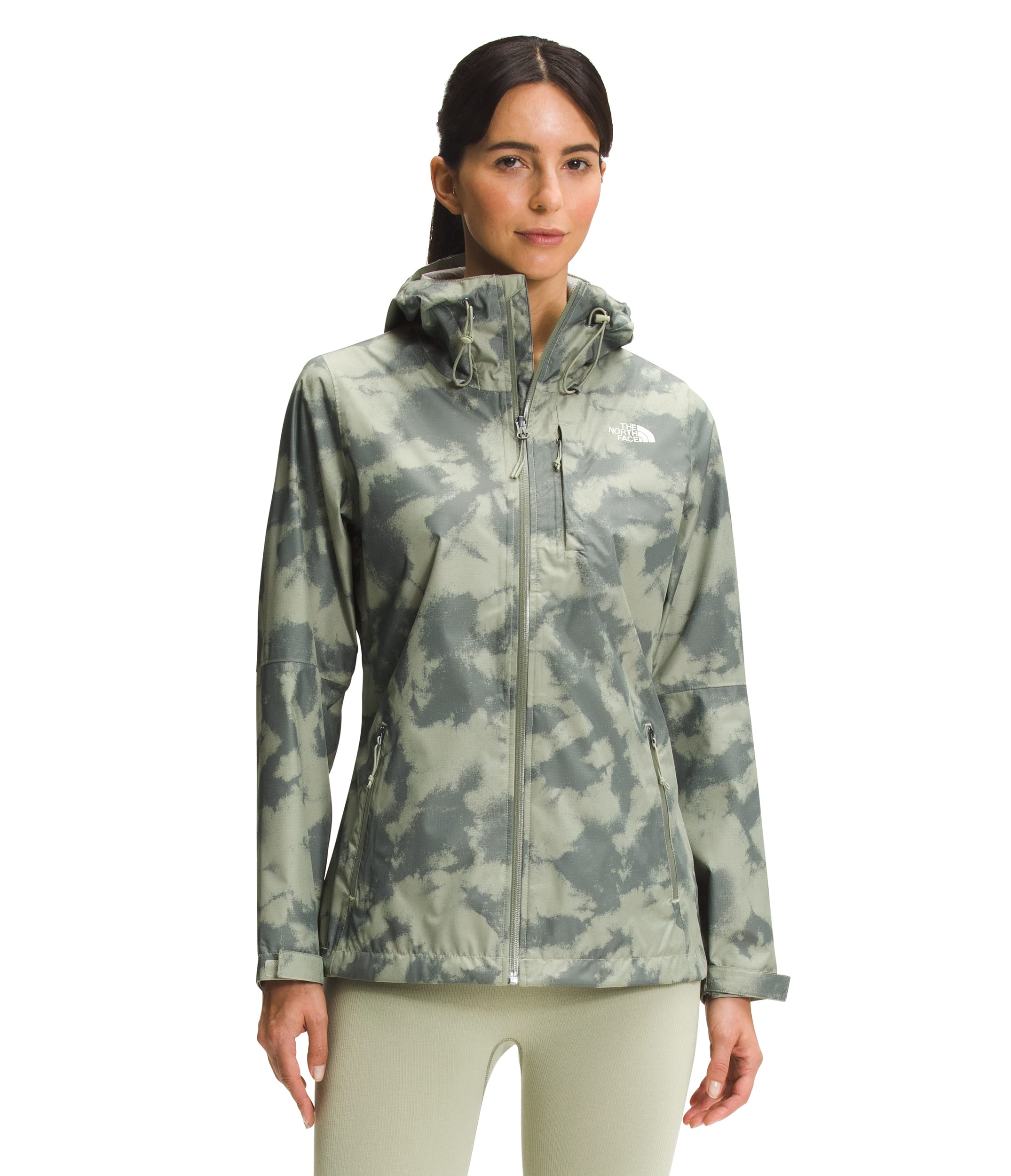 The North Face Women's Alta Vista Printed Waterproof Jacket - Retro Tea Green Dye, Medium | Outdoor Hiking & Travel Windbreaker for Women