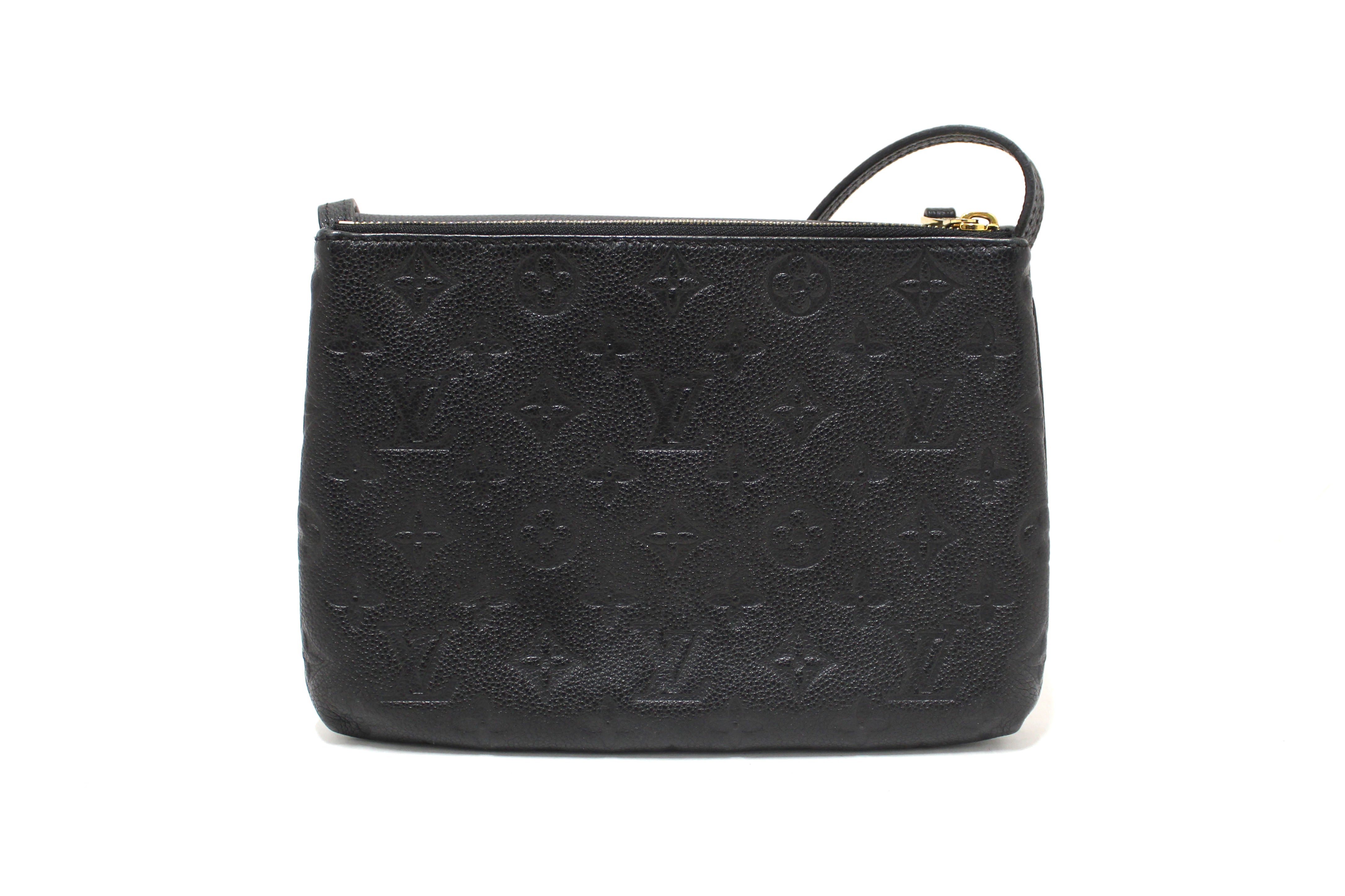 Authentic Louis Vuitton Black Monogram Empreinte Leather Twice Pochette Messenger Bag for Women | Luxury Crossbody Bag | Perfect for Work, Travel & Evening Out
