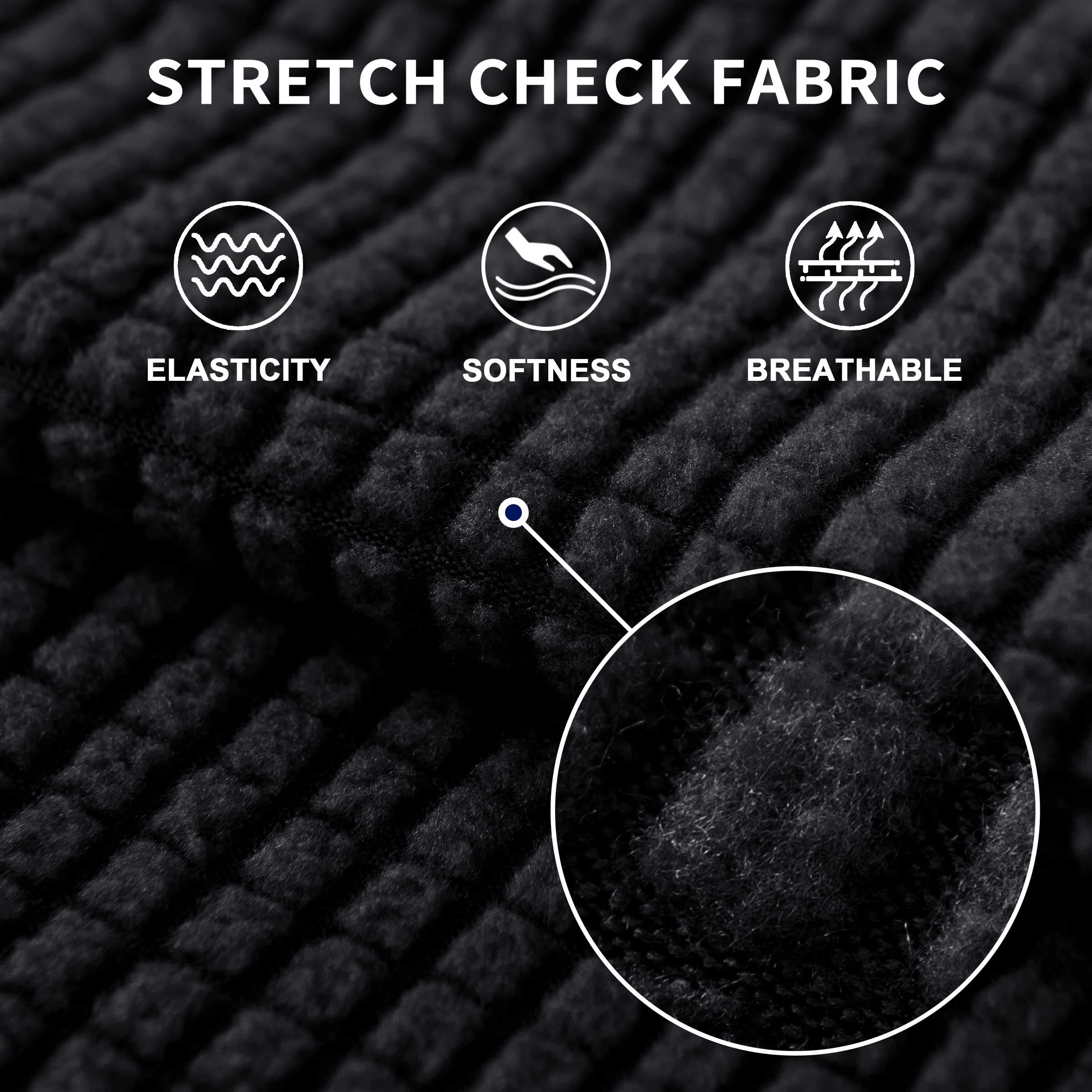 SUBRTEX Stretch Sofa Slipcover - 1 Piece Elastic Couch Cover with Bonus Cushion Cover for 4-Cushion Oversized Couches (Black, XL Size) - Perfect for Living Room Furniture Protection & Home Decor Upgrade