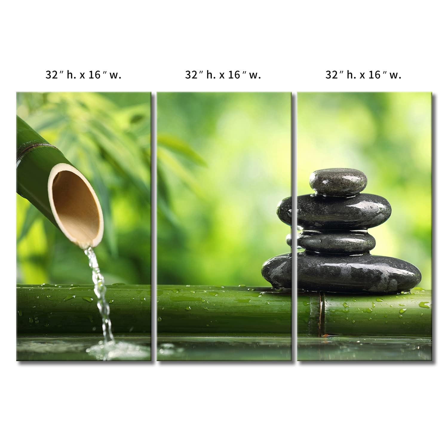 Zen Wall Art Green Spa Still Life with Bamboo Canvas Painting - Modern Botanical Print for Home & Office Decor - Stretched Wooden Frame Ready to Hang - Perfect for Living Room, Bedroom, Spa or Meditation Space