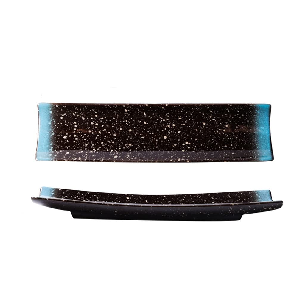 Japanese Ceramic Sushi Plates - Vintage Rectangle Serving Tray for Sushi, Pastry & Western Food - Elegant Home Tableware Decor (3.8