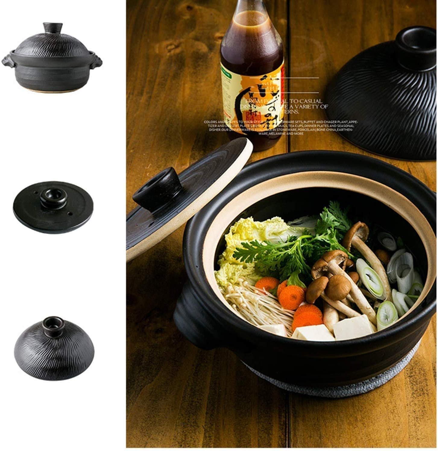Premium Ceramic Stew Pot with Lid - High Temperature Resistant Soup Casserole for Gas Cooker, Rice Cooking & Slow Cooking - Perfect for Home Kitchen, Meal Prep & Family Dinners